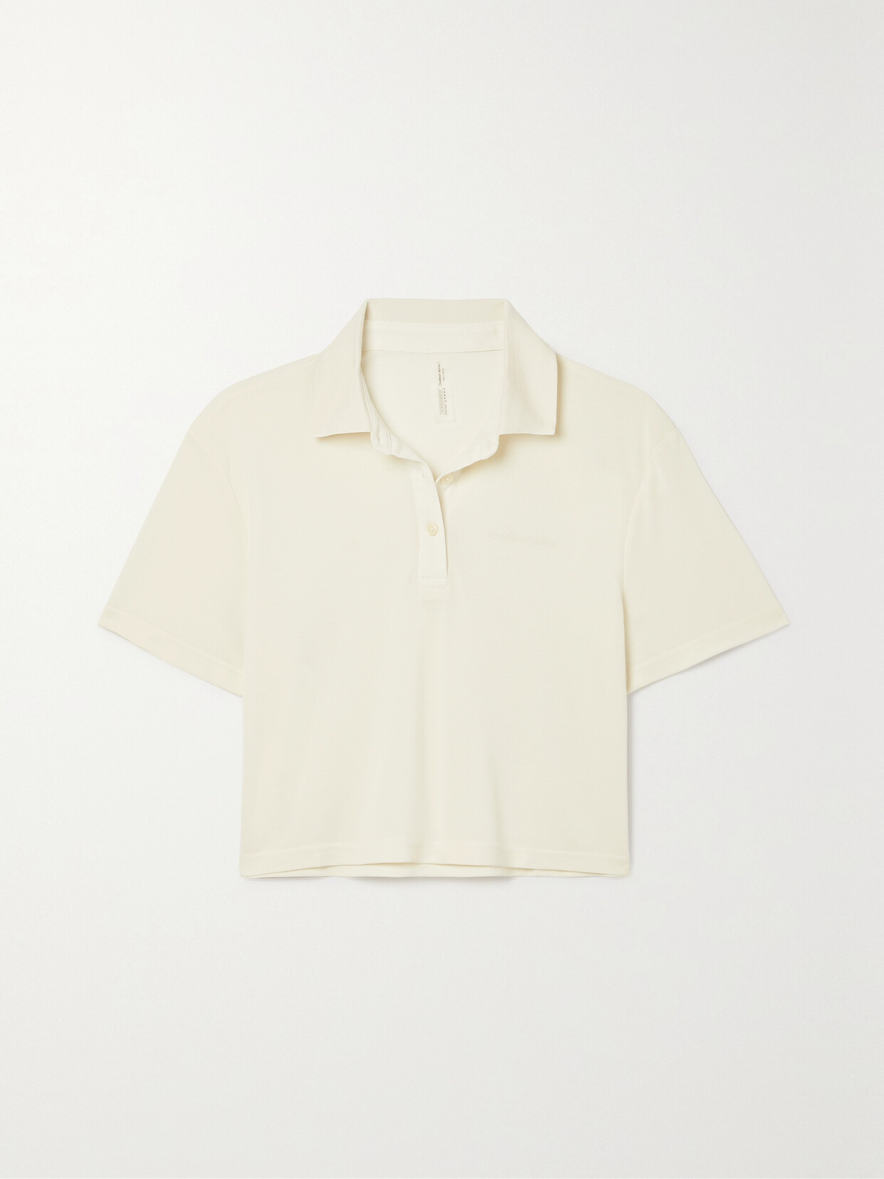 Outdoor Voices Birdie Cropped Drirelease Stretch Recycled-piqué Polo Shirt In Neutrals