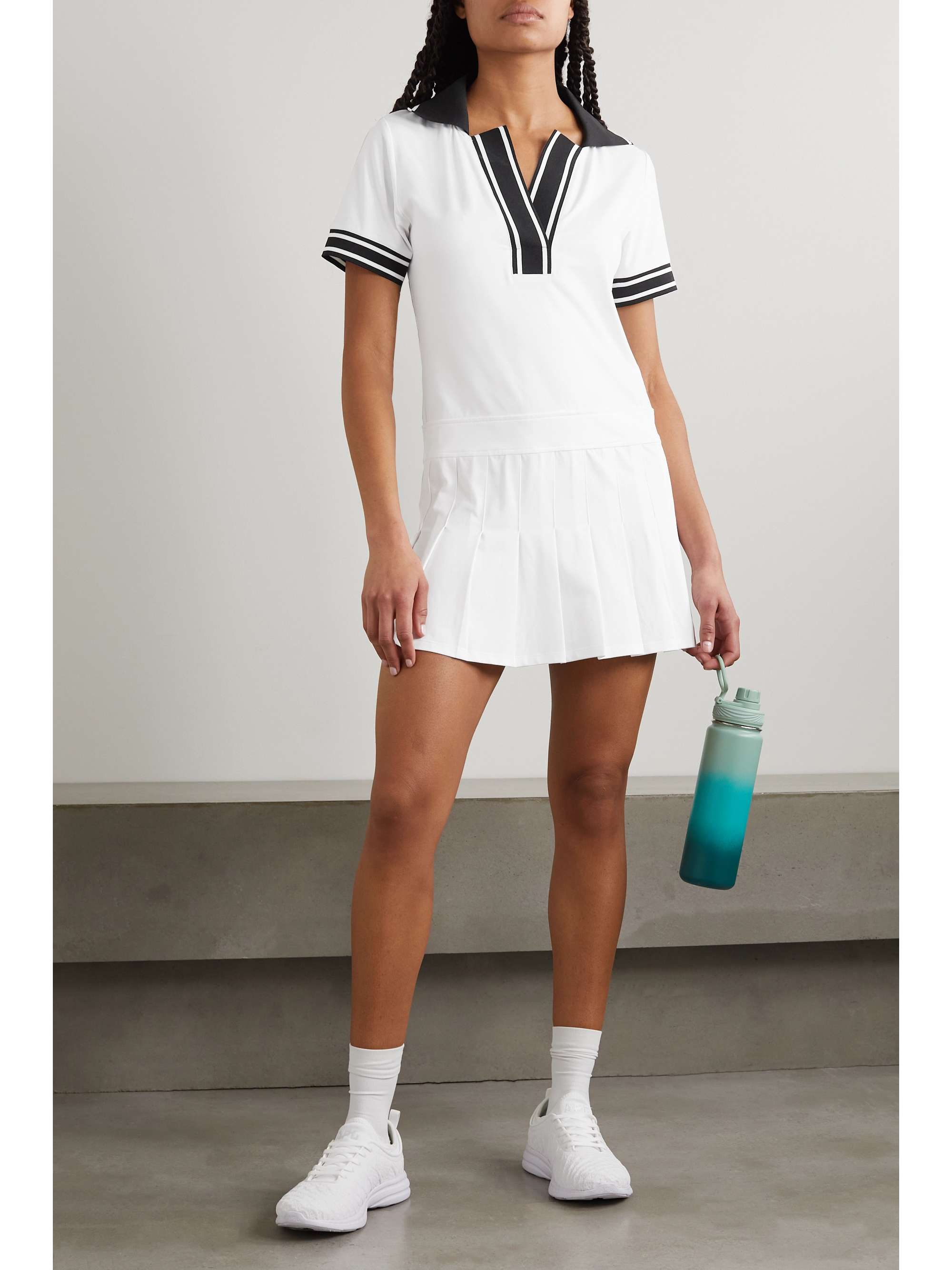 VARLEY Keyes pleated stretch recycled tennis dress