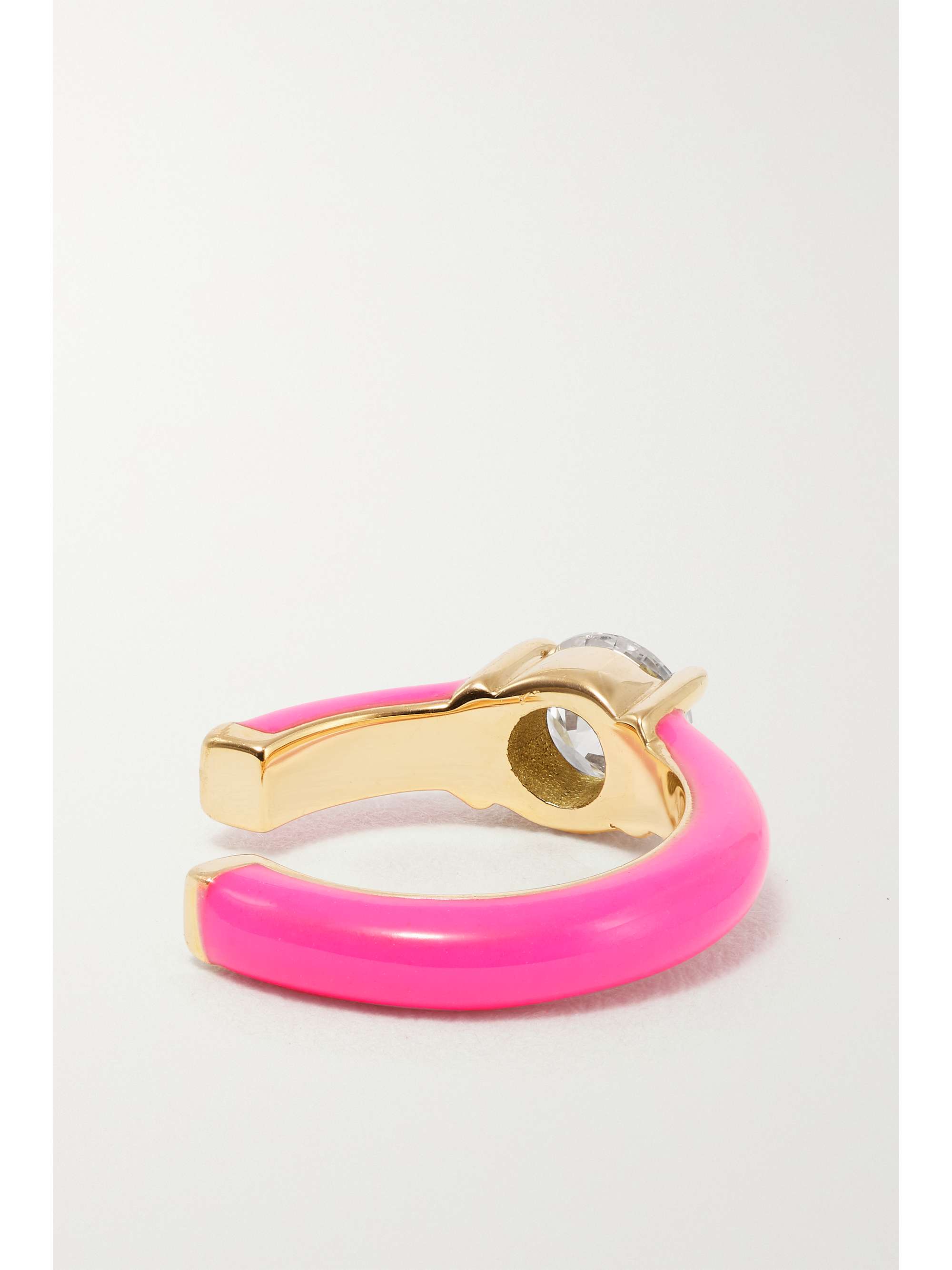 MELISSA KAYE Aria U 18-karat gold, enamel and diamond ear cuff
