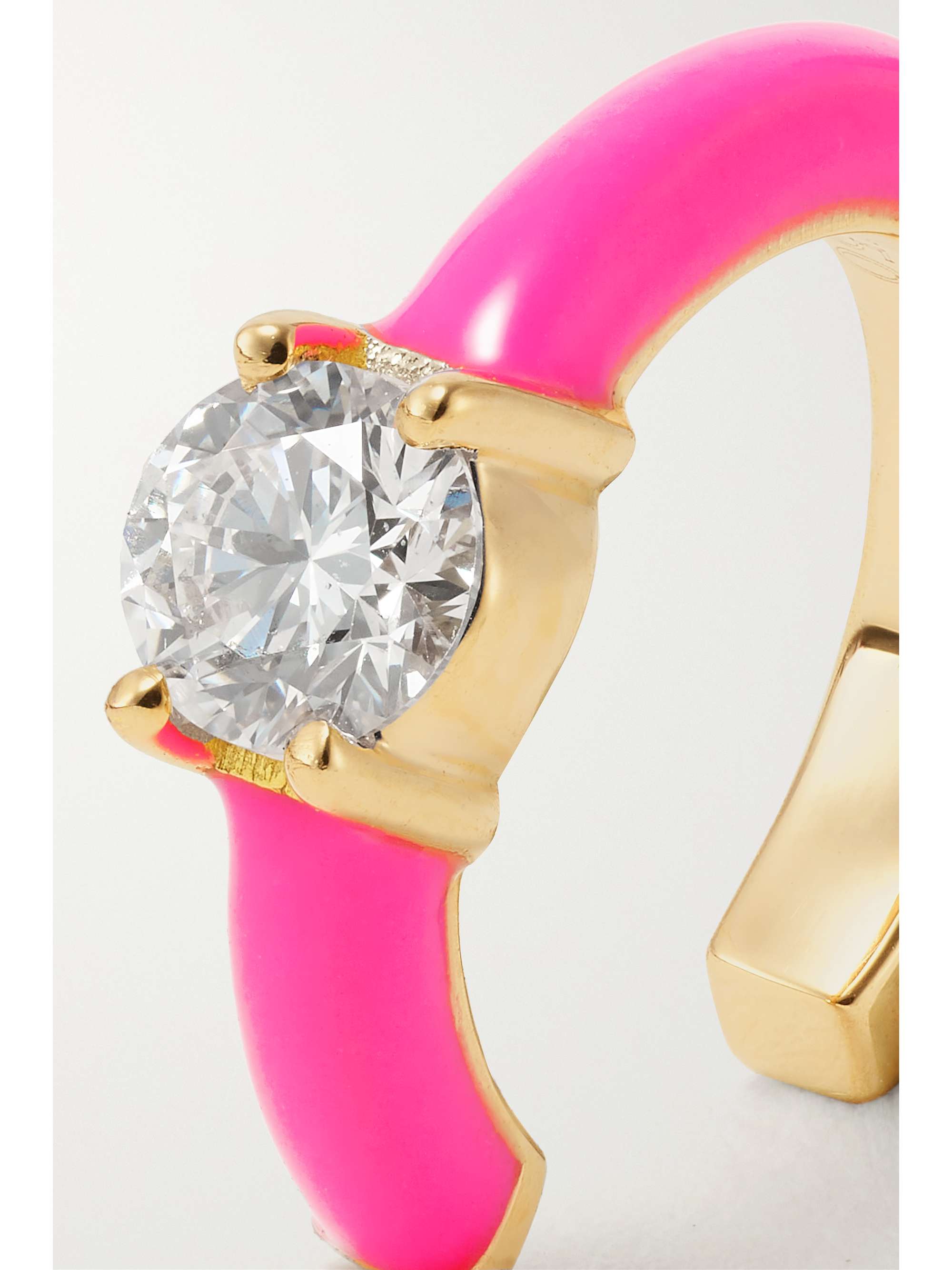 MELISSA KAYE Aria U 18-karat gold, enamel and diamond ear cuff