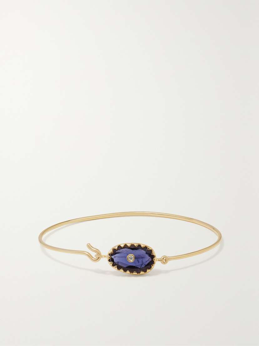 Pascale Monvoisin Orso 9-karat Gold, Iolite And Diamond Bangle