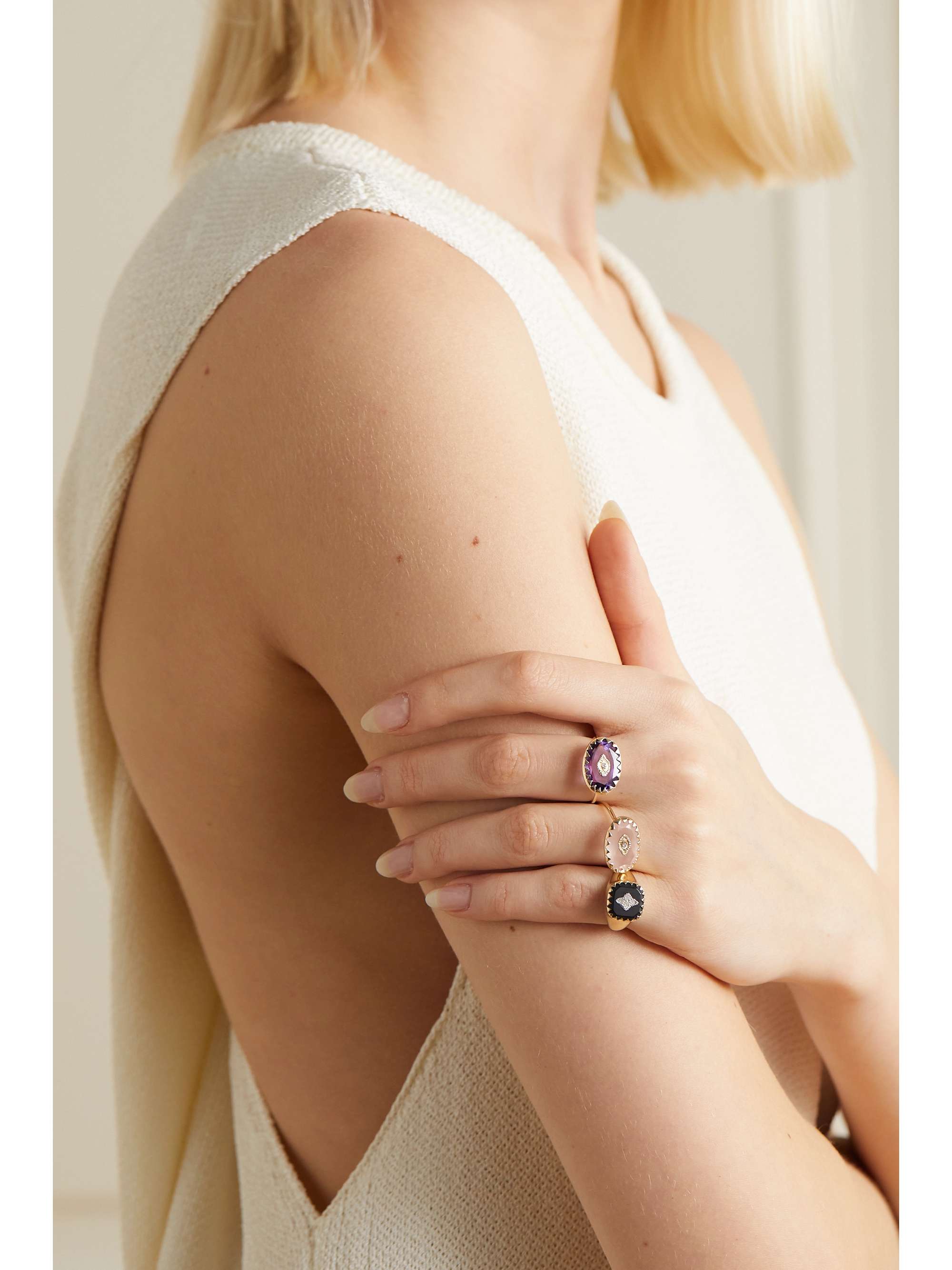 PASCALE MONVOISIN Souad 9-karat gold, amethyst and diamond ring