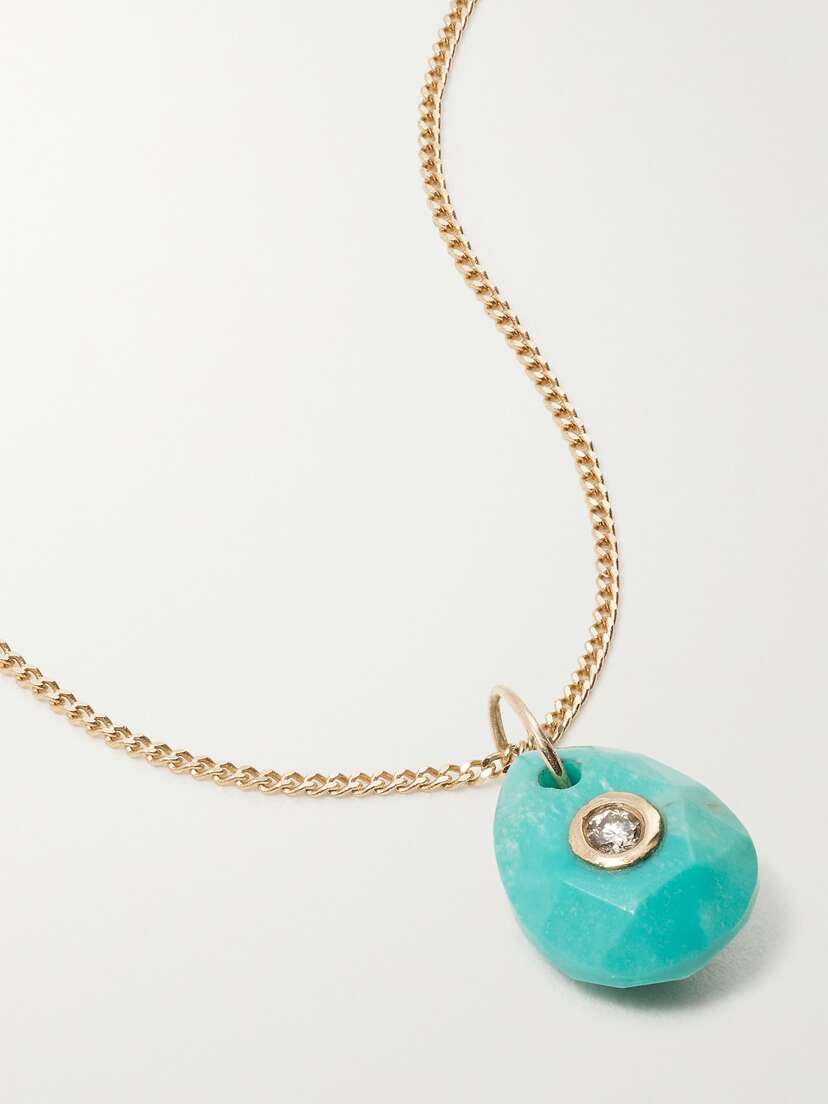 Pascale Monvoisin Orso N°1 Collier 9-karat Gold And 14-karat Rose Gold, Turquoise And Diamond Necklace