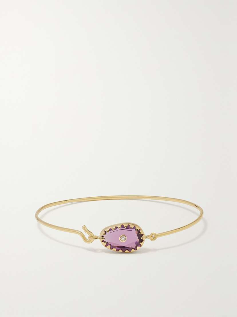Pascale Monvoisin Orso 9-karat Gold, Amethyst And Diamond Bangle