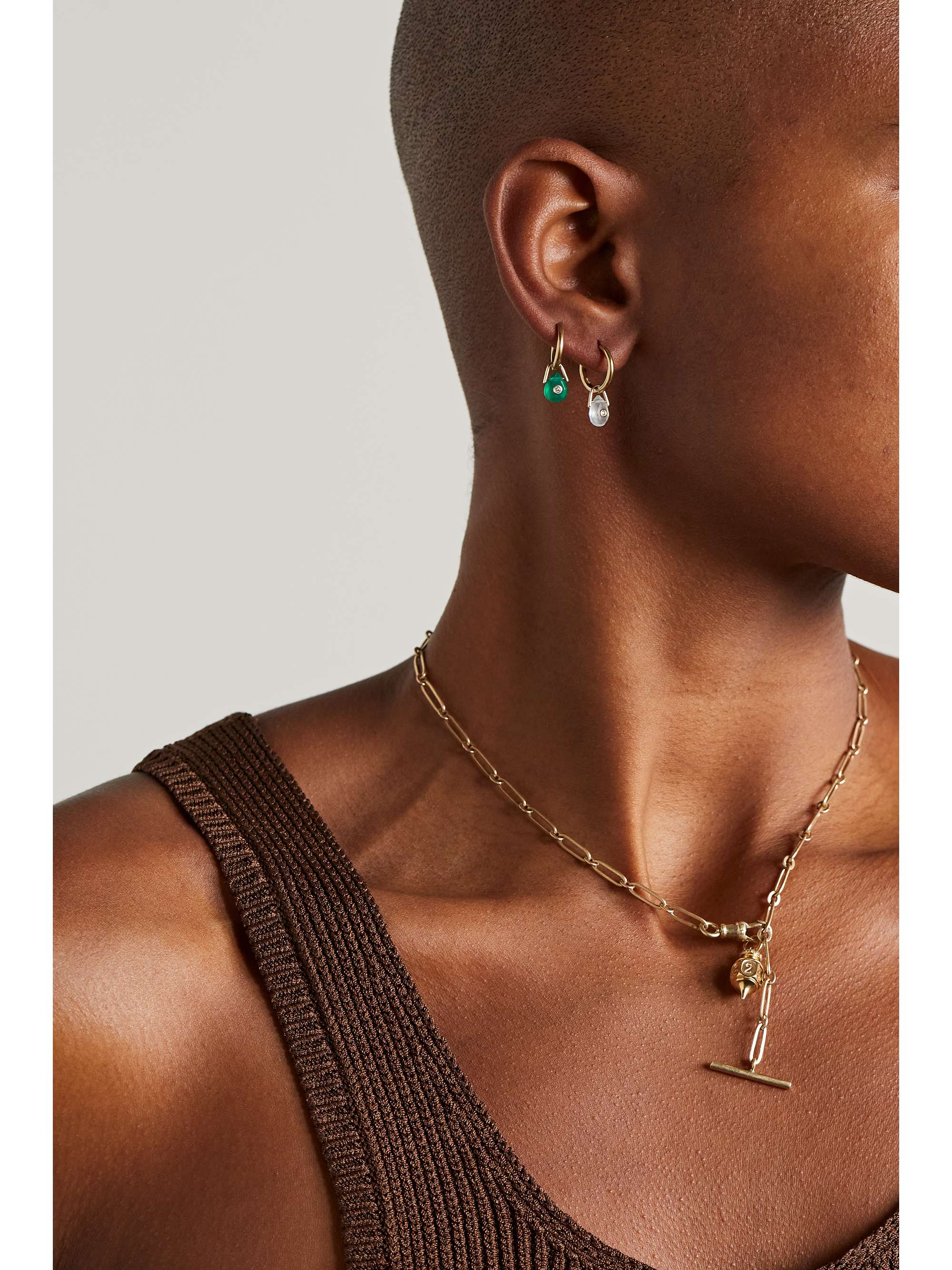 PASCALE MONVOISIN Orso 9-karat gold, onyx and diamond single hoop earring