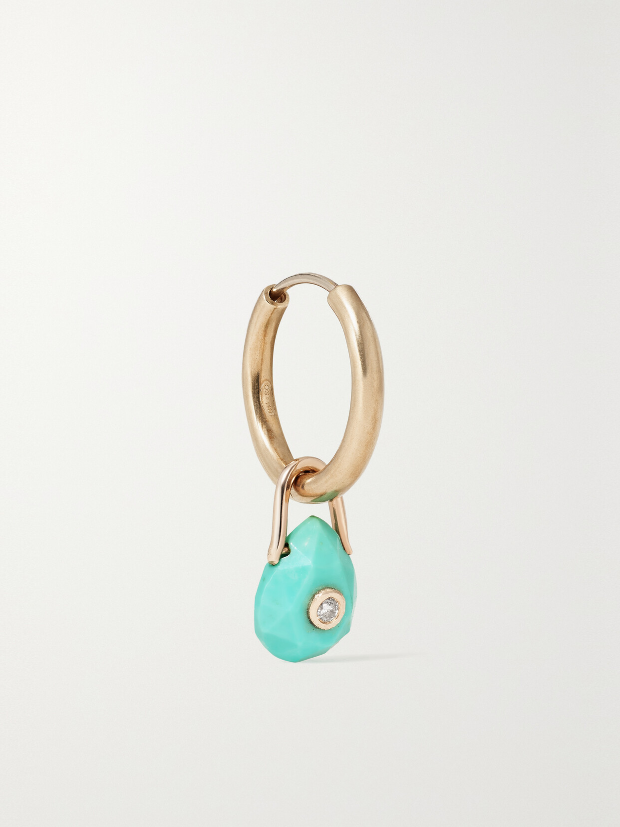 Pascale Monvoisin 9k Yellow Gold Orso Turquoise And Diamond Single Hoop Earring