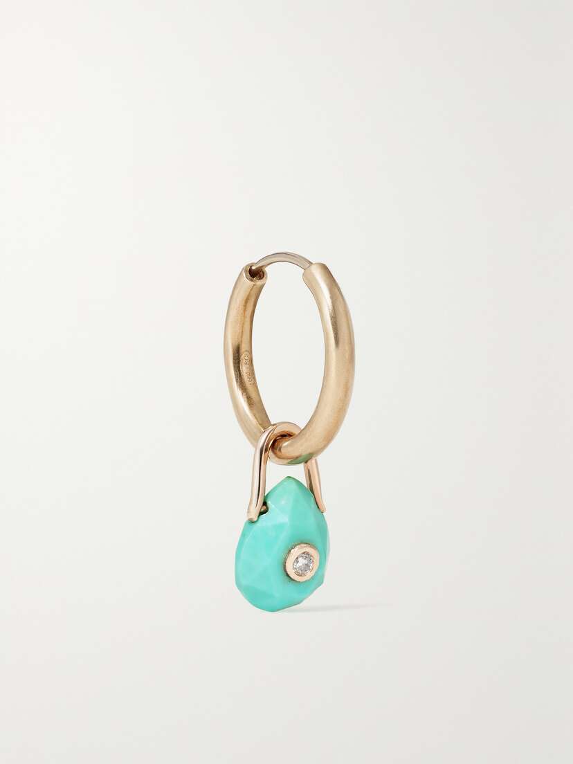 Pascale Monvoisin Orso 9-karat Gold, Turquoise And Diamond Single Hoop Earring