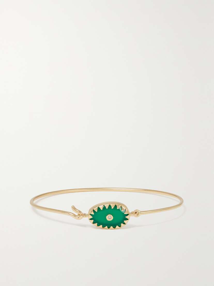 Pascale Monvoisin Orso 9-karat Gold, Onyx And Diamond Bangle