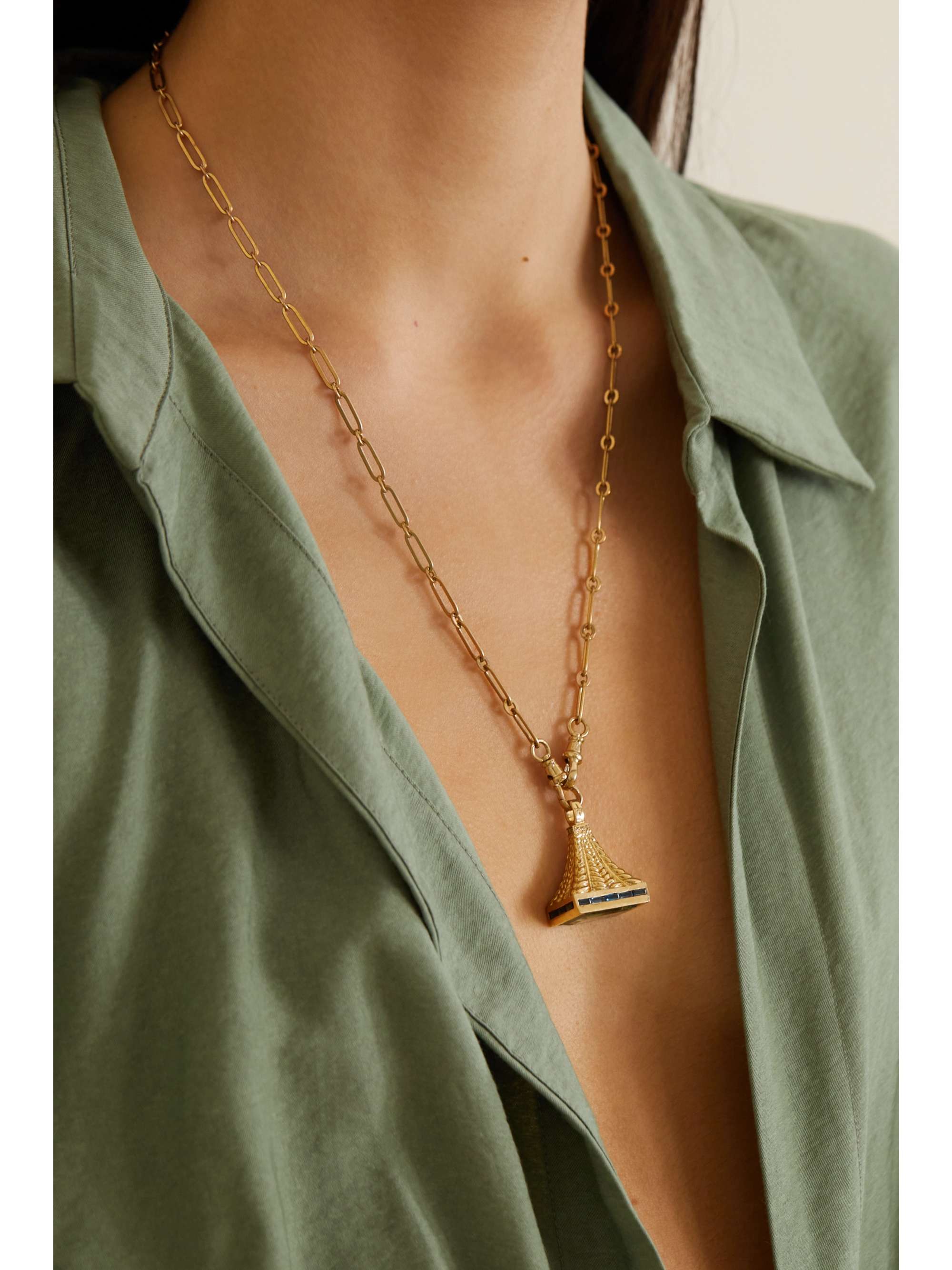 PASCALE MONVOISIN Debbie N°3 + Poppy Kette aus 9 Karat Gold mit mehreren Steinen