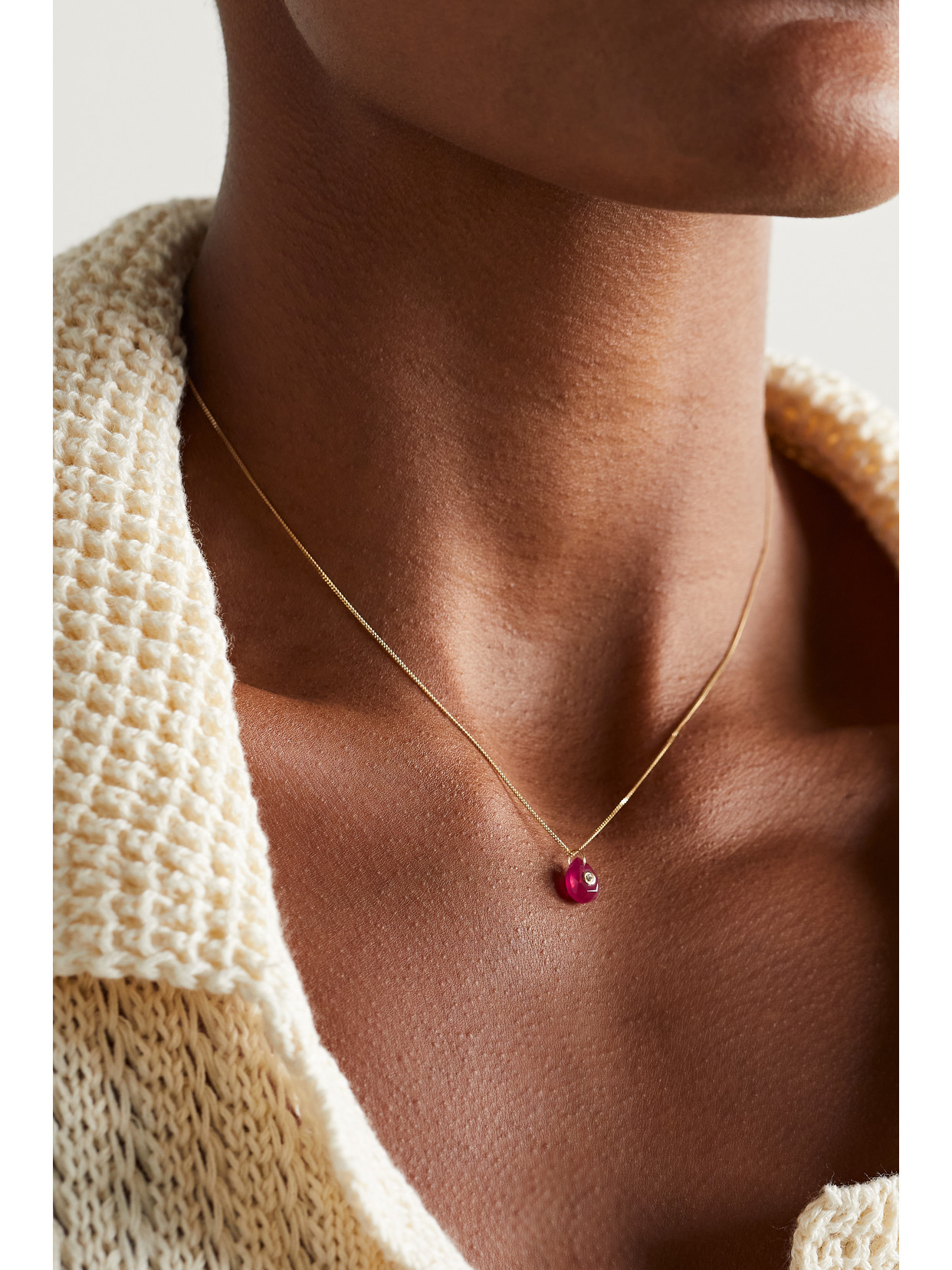 Shop Pascale Monvoisin Orso N°1 Collier 9- And 14-karat Gold, Ruby And Diamond Necklace In Red