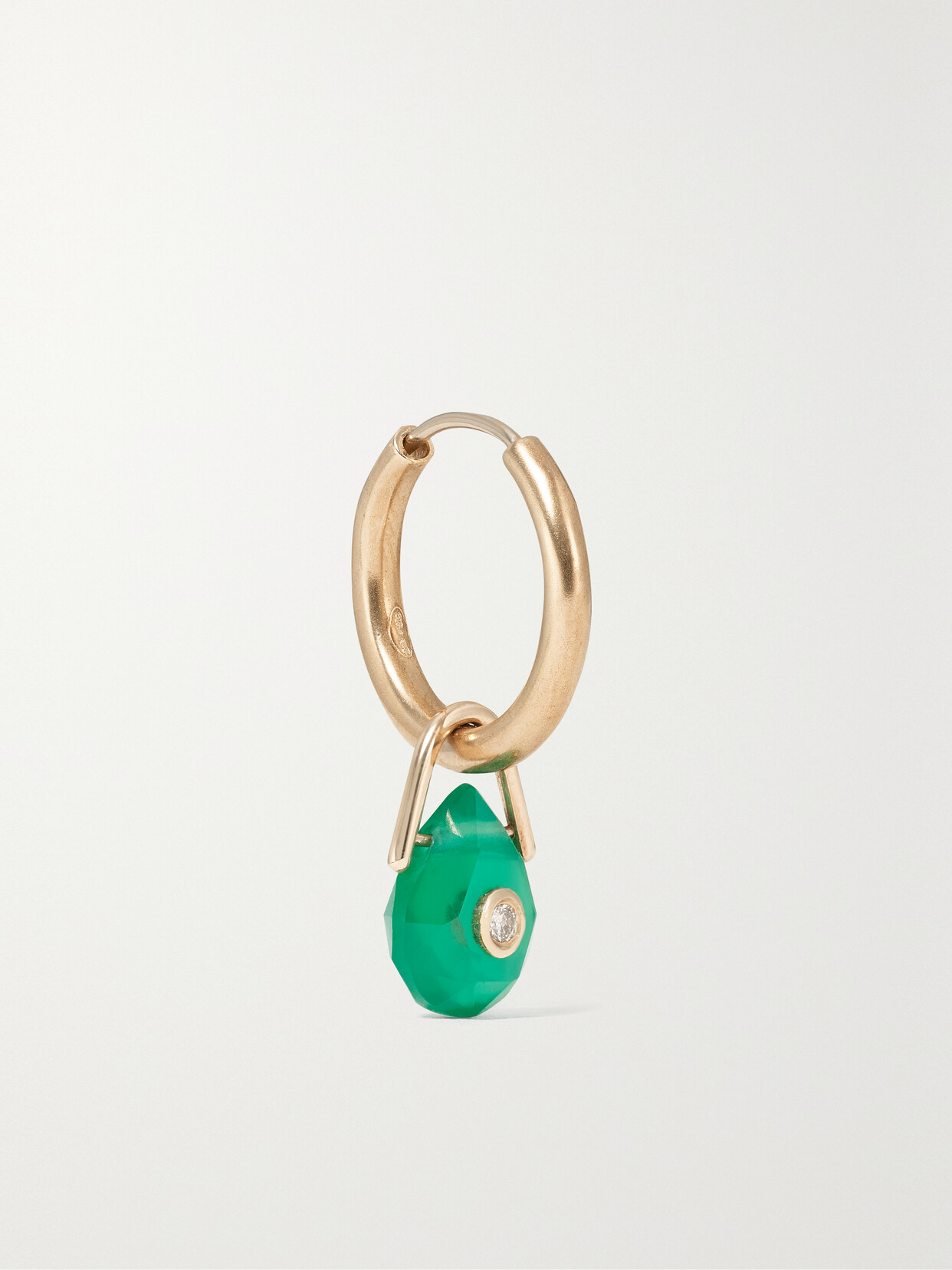 Pascale Monvoisin - Orso 9-karat Gold, Onyx And Diamond Single Hoop Earring - Green