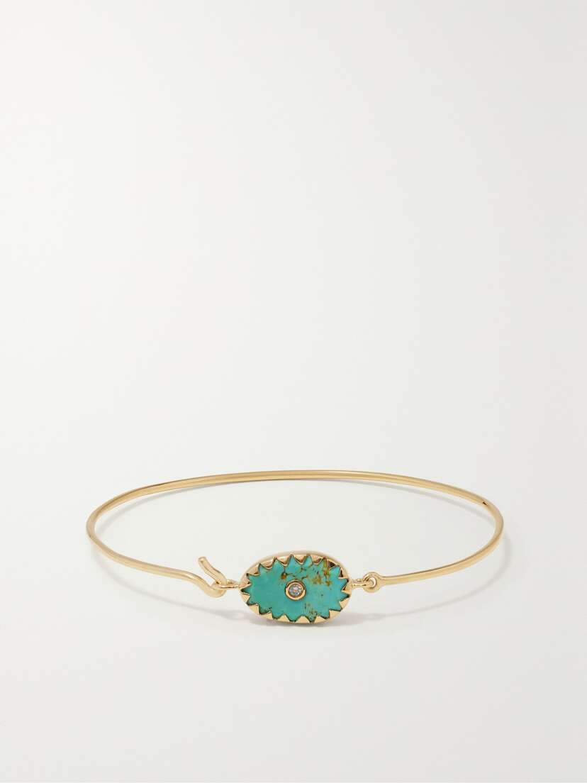 Pascale Monvoisin Orso 9-karat Gold, Turquoise And Diamond Bangle -  - One size