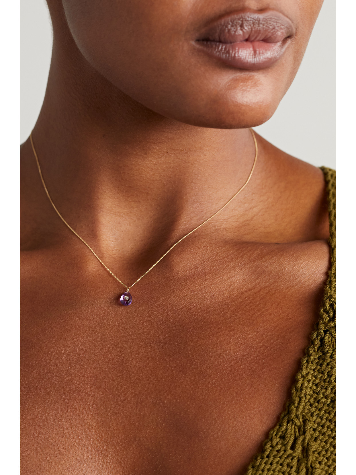 Shop Pascale Monvoisin Orso N°1 Collier 9- And 14-karat Gold, Amethyst And Diamond Necklace In Purple