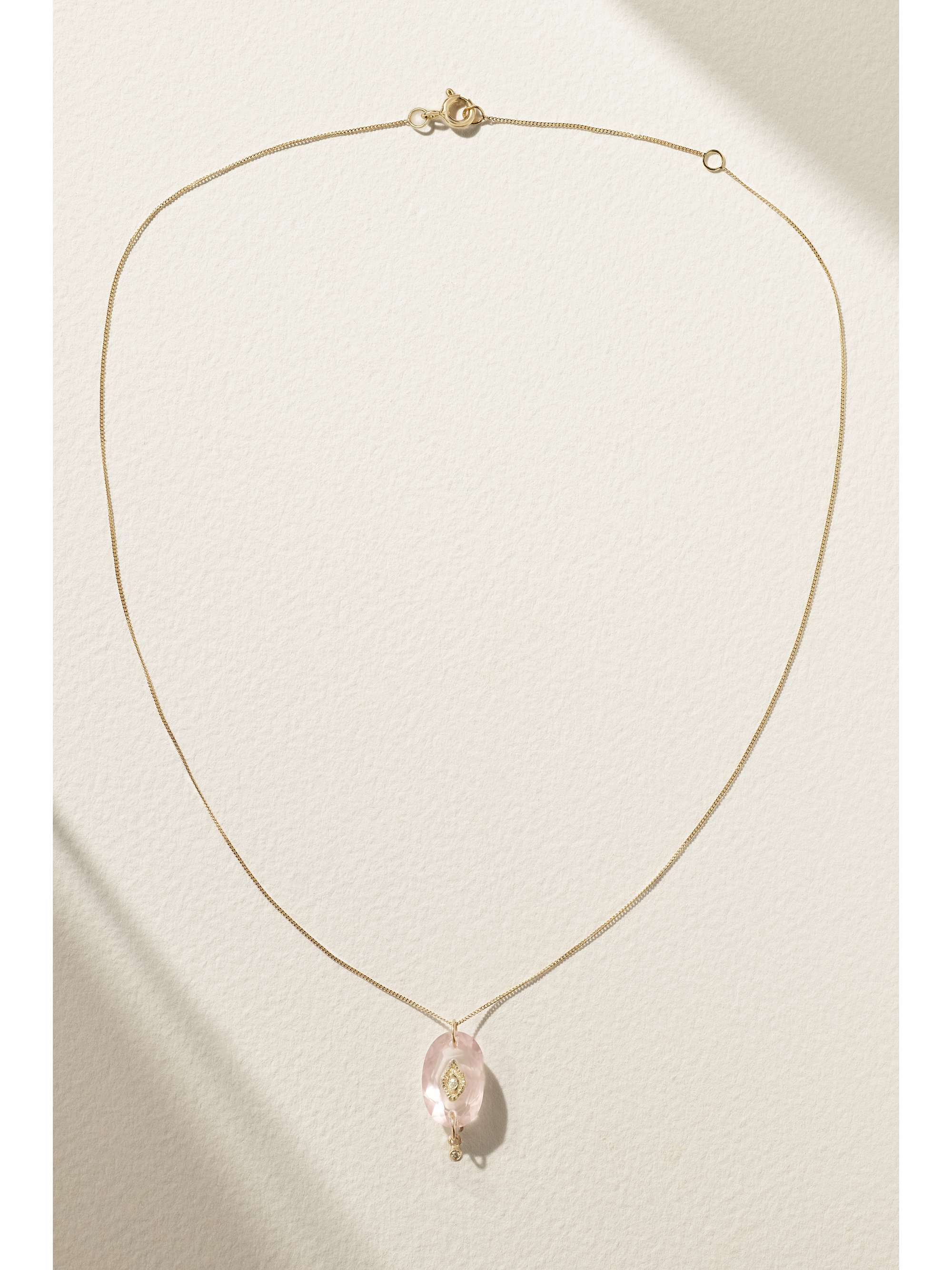 PASCALE MONVOISIN Souad 9-karat gold, rose quartz and diamond necklace