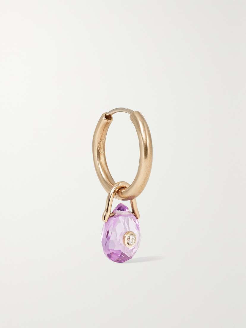 Pascale Monvoisin Orso 9-karat Gold, Amethyst And Diamond Single Hoop Earring