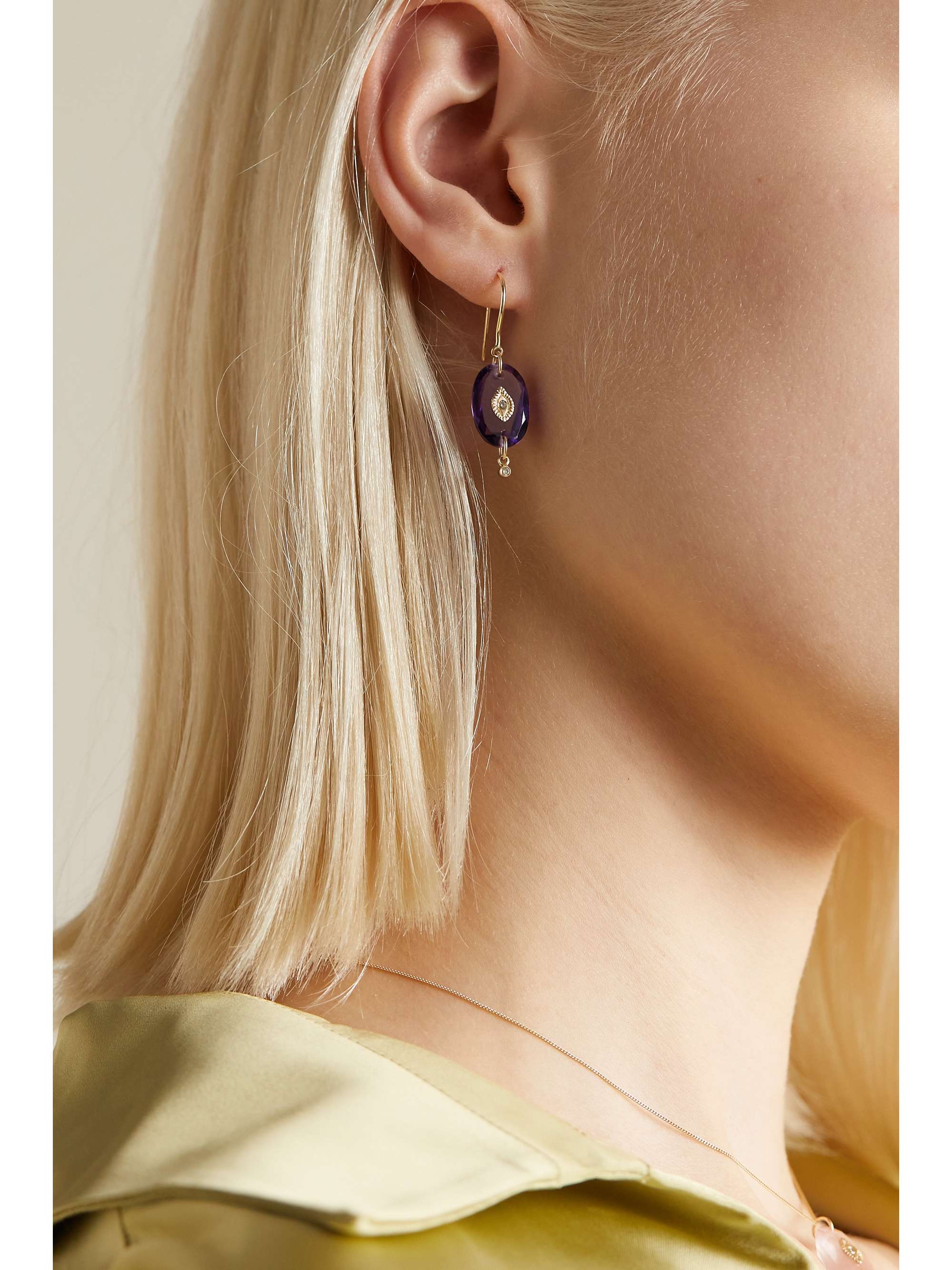 PASCALE MONVOISIN Souad 9-karat gold, amethyst and diamond single earring