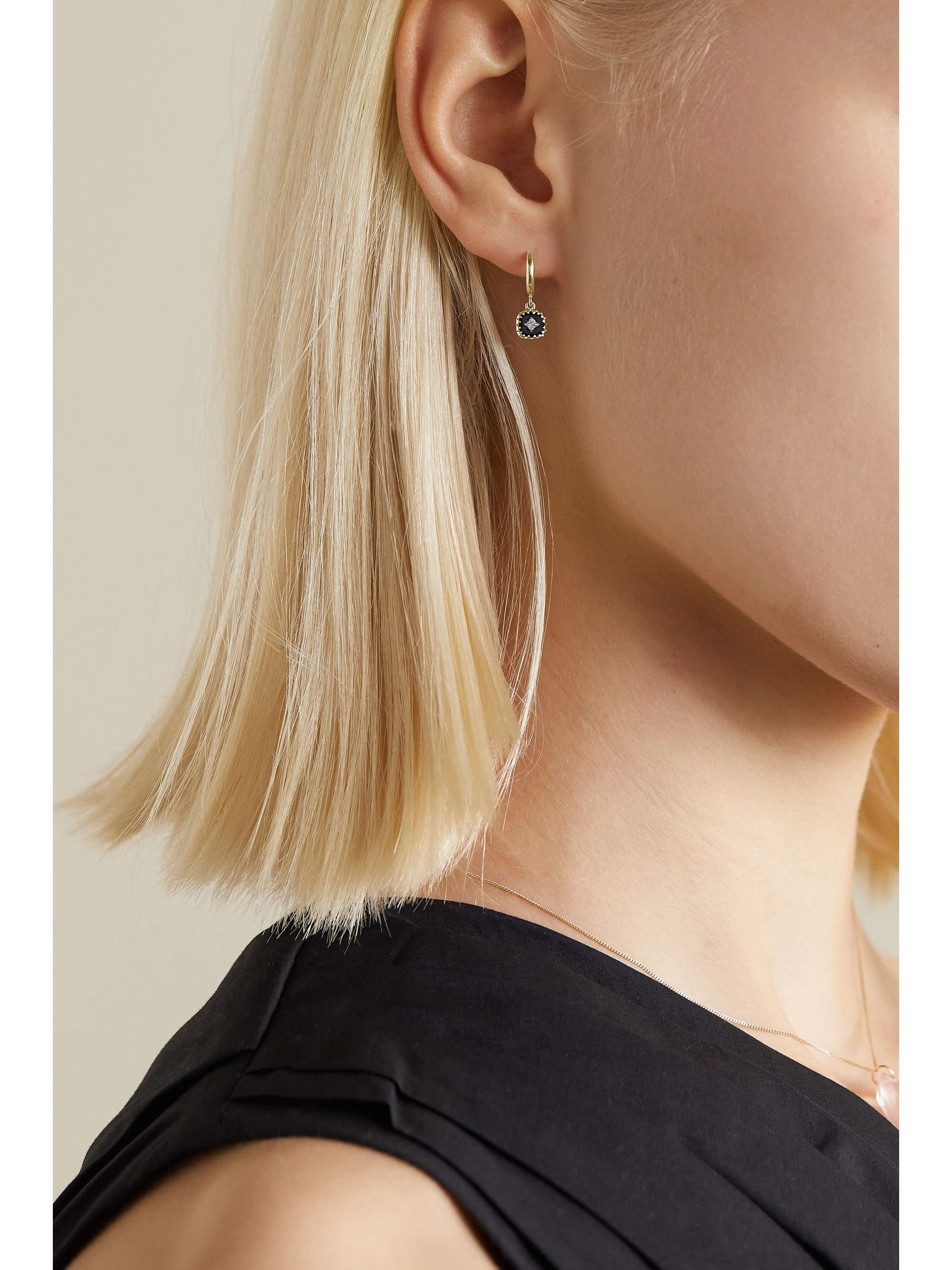 PASCALE MONVOISIN Pierrot 9-karat gold, bakelite and diamond single hoop earring