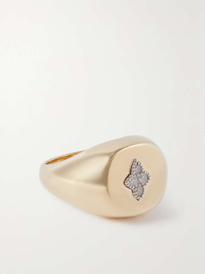 Pascale Monvoisin Louise 9-karat Yellow And White Gold Diamond Signet Ring