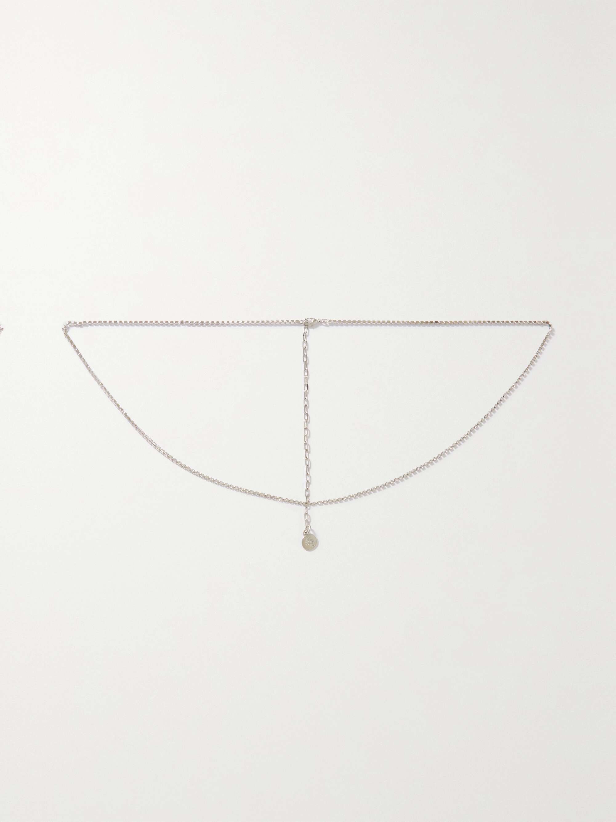 Silver Silvertone crystal belly chain LELET NY NETAPORTER