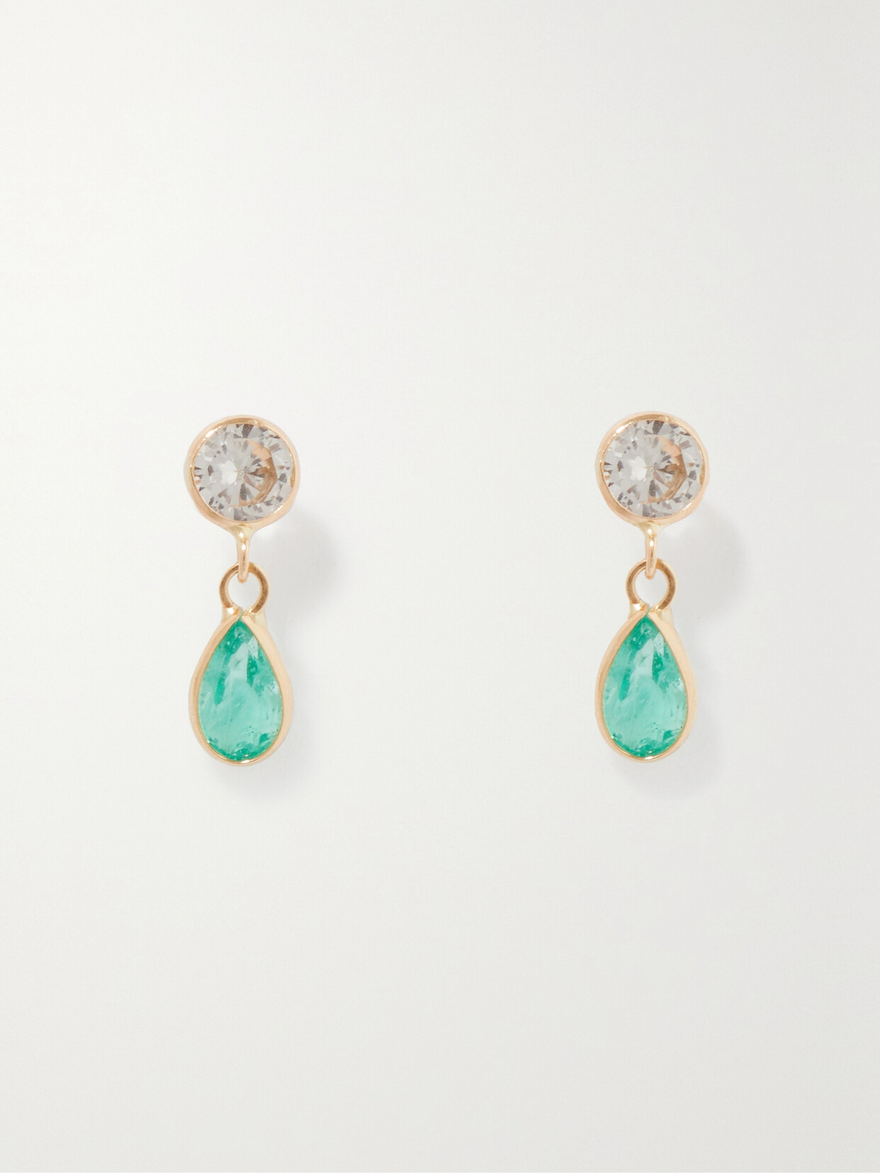 Loren Stewart Gem Bezel 14-karat Gold, Emerald And Sapphire Earrings