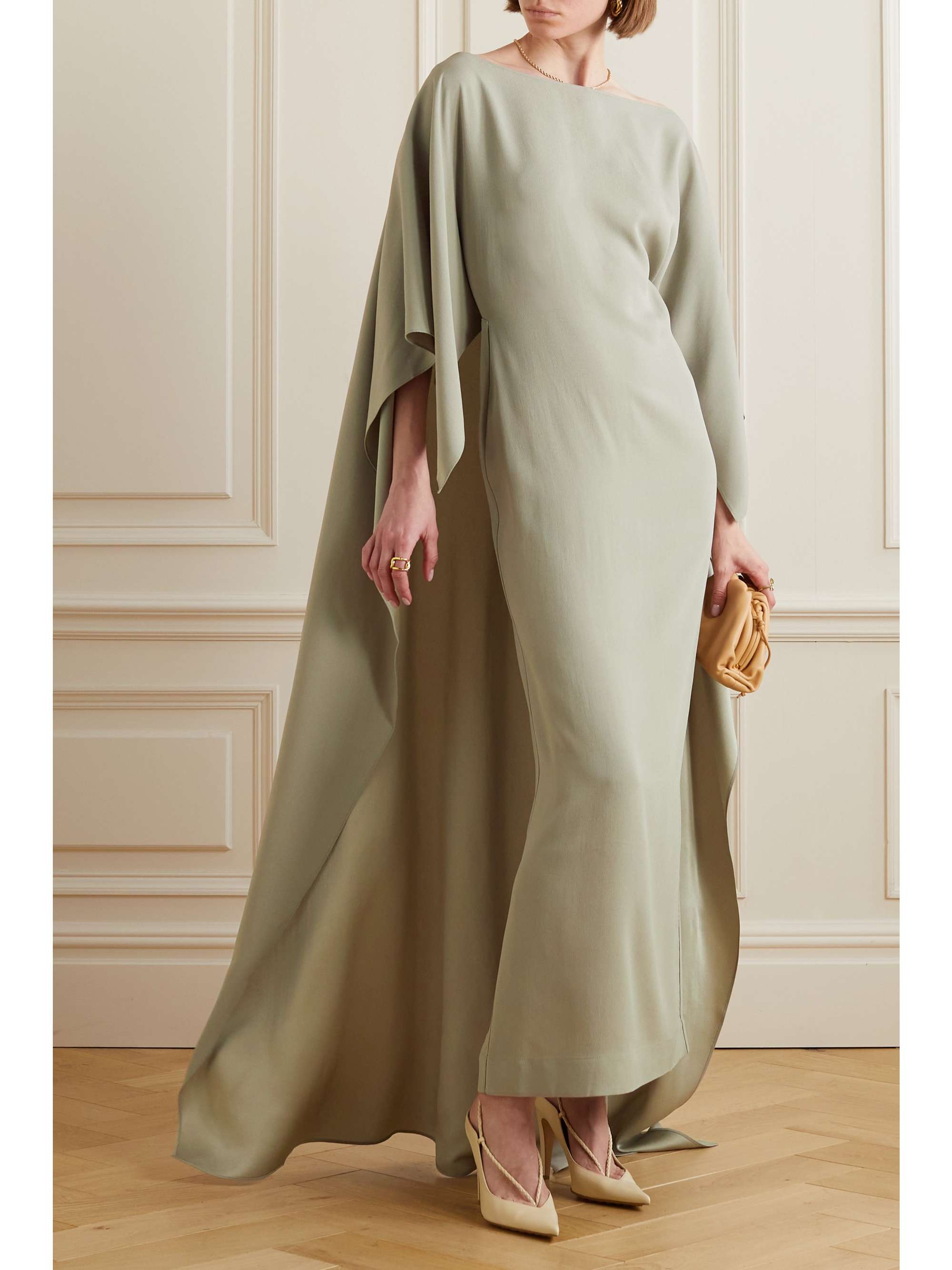 TALLER MARMO Leggera 披风效果绉纱礼服