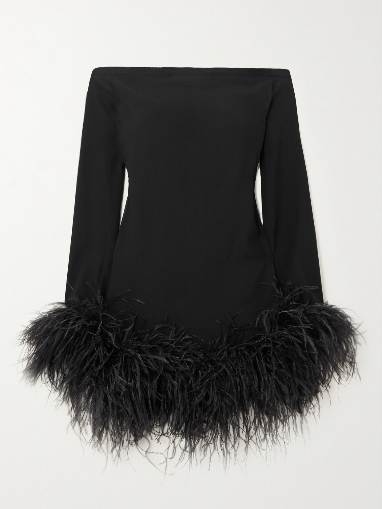 Taller Marmo Kika Feather-trimmed Crepe Mini Dress - Black