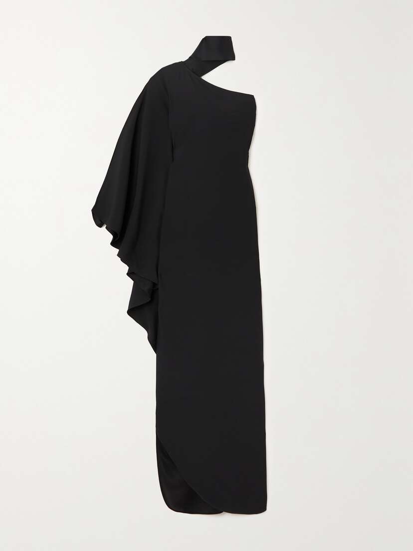 Taller Marmo Bolkan Scarf-detailed One-shoulder Ruffled Crepe Gown