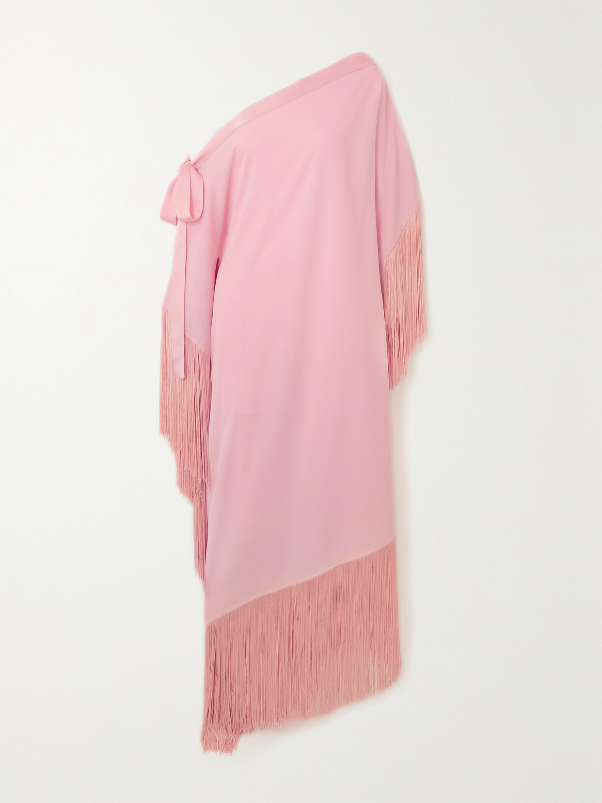 Taller Marmo - Aarons One-shoulder Fringed Crepe Maxi Dress - Pink