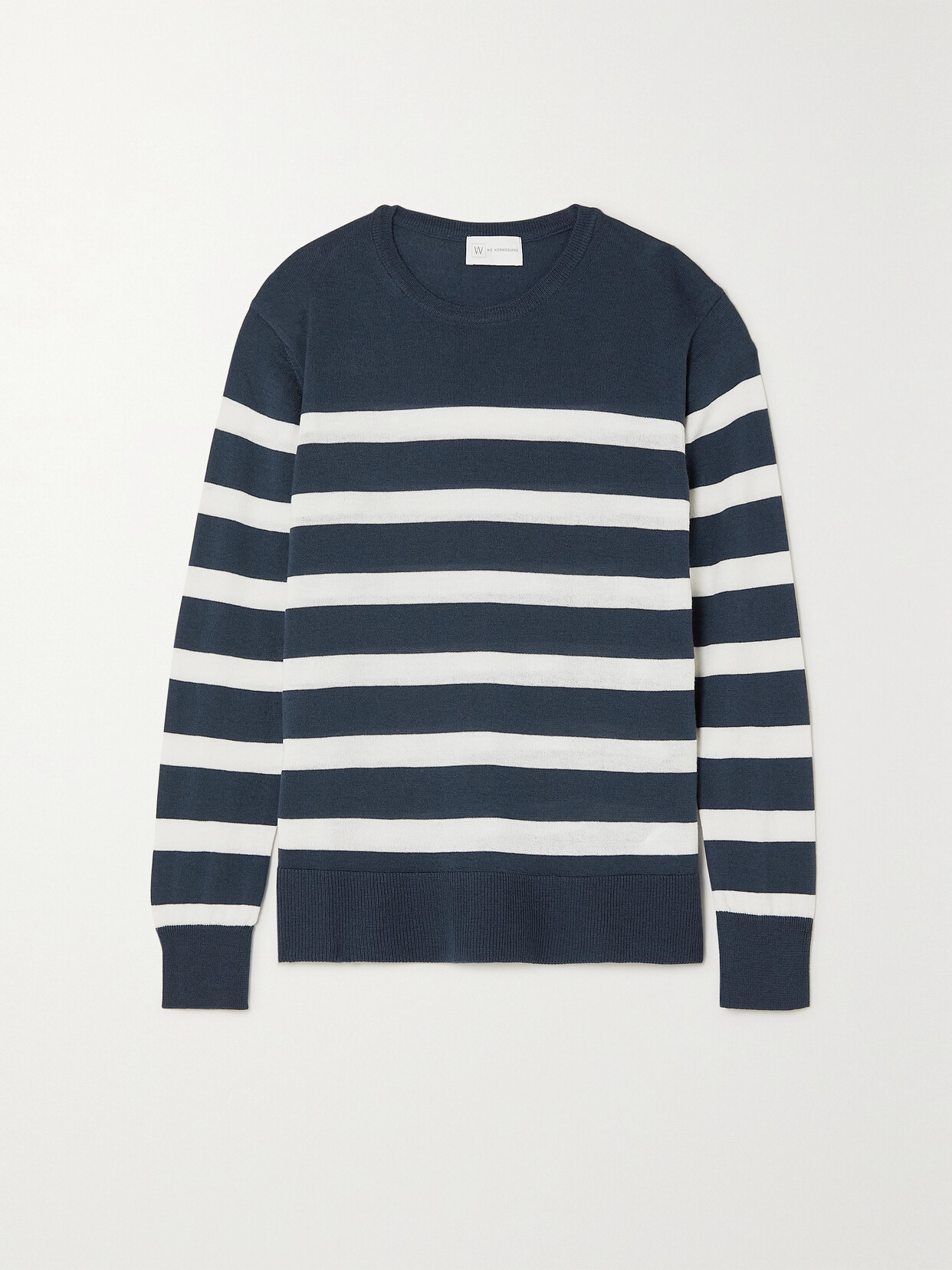 We Norwegians Hjellestad Striped Merino Wool And Cotton-blend Sweater - Blue