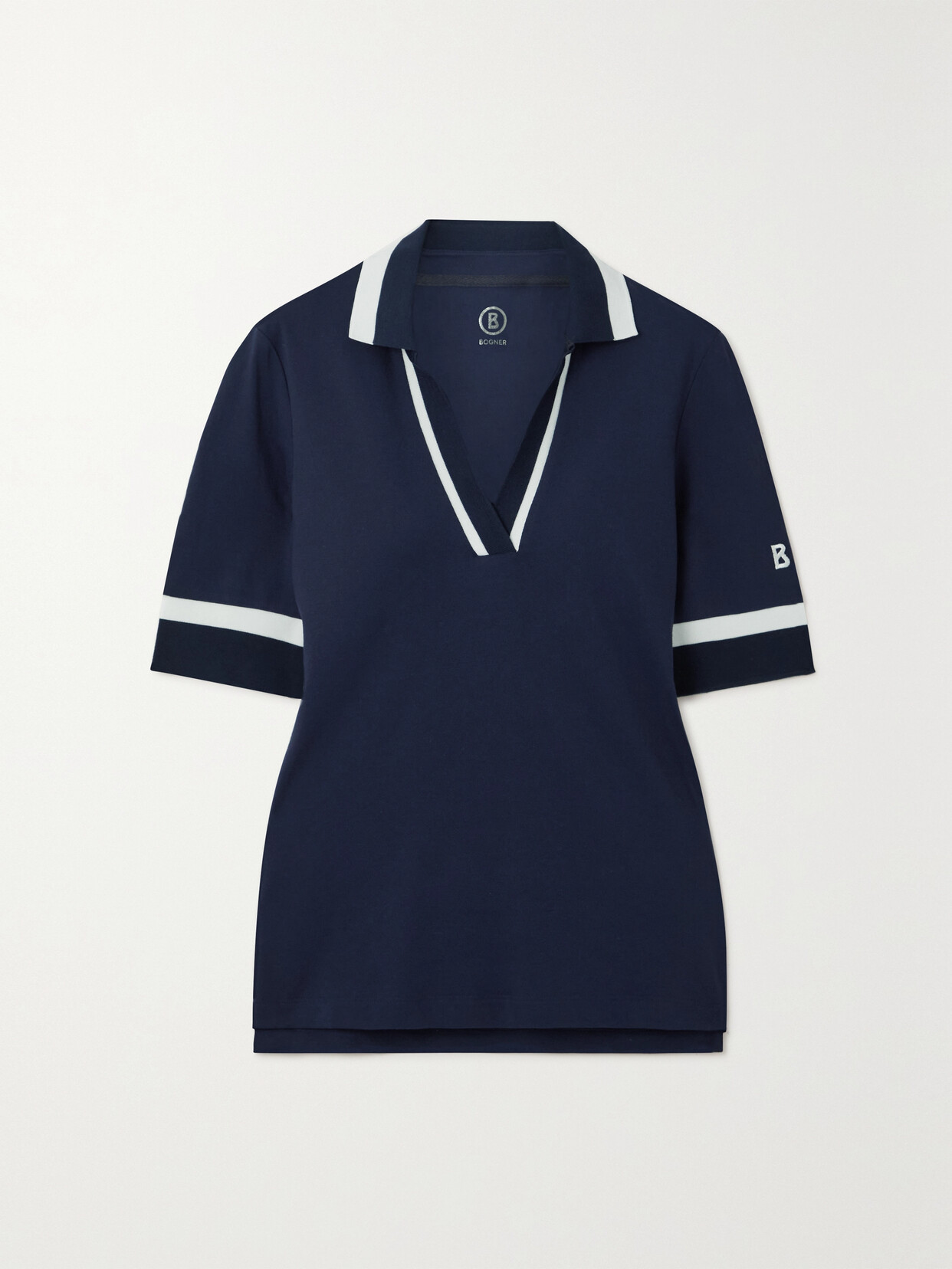 Bogner - Elonie Striped Cotton-blend Golf Top - Blue