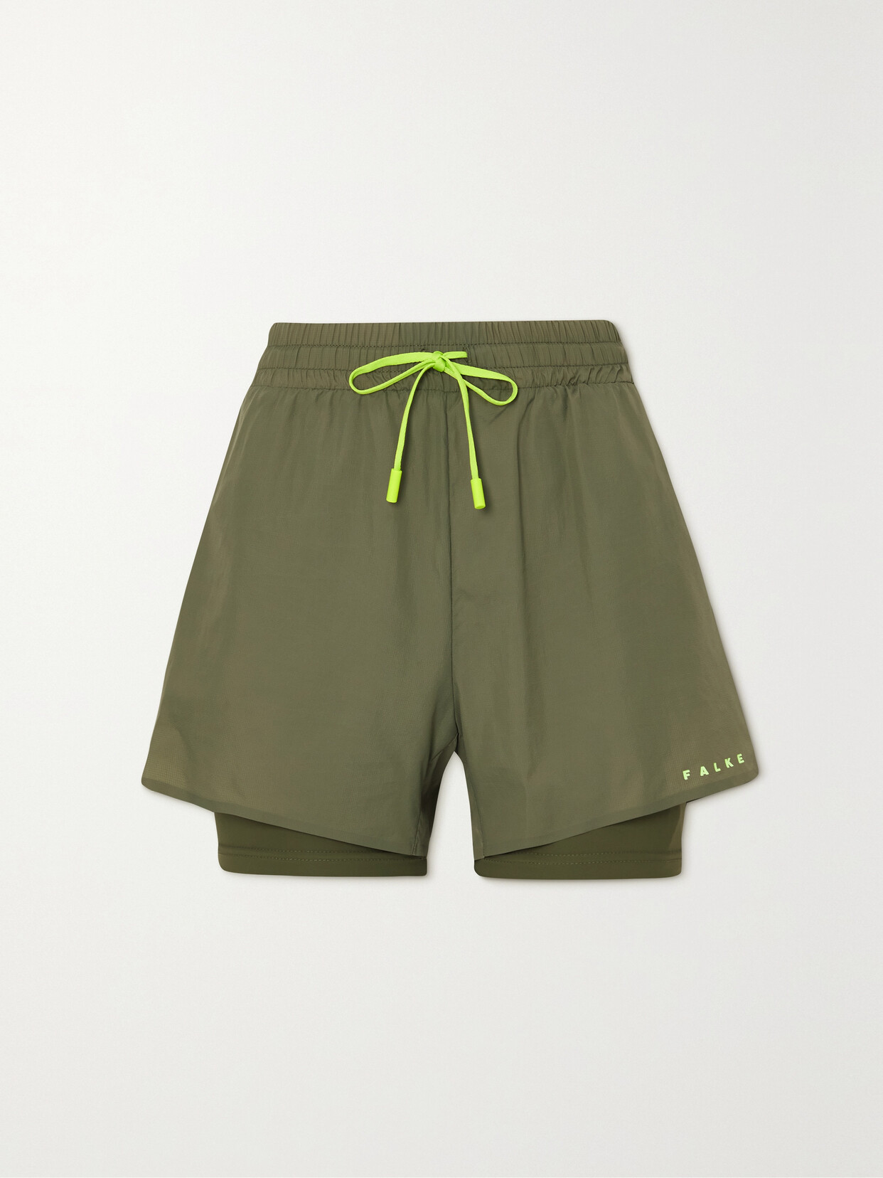 FALKE Ergonomic Sport System Layered Jersey-trimmed Recycled-ripstop Shorts - Green