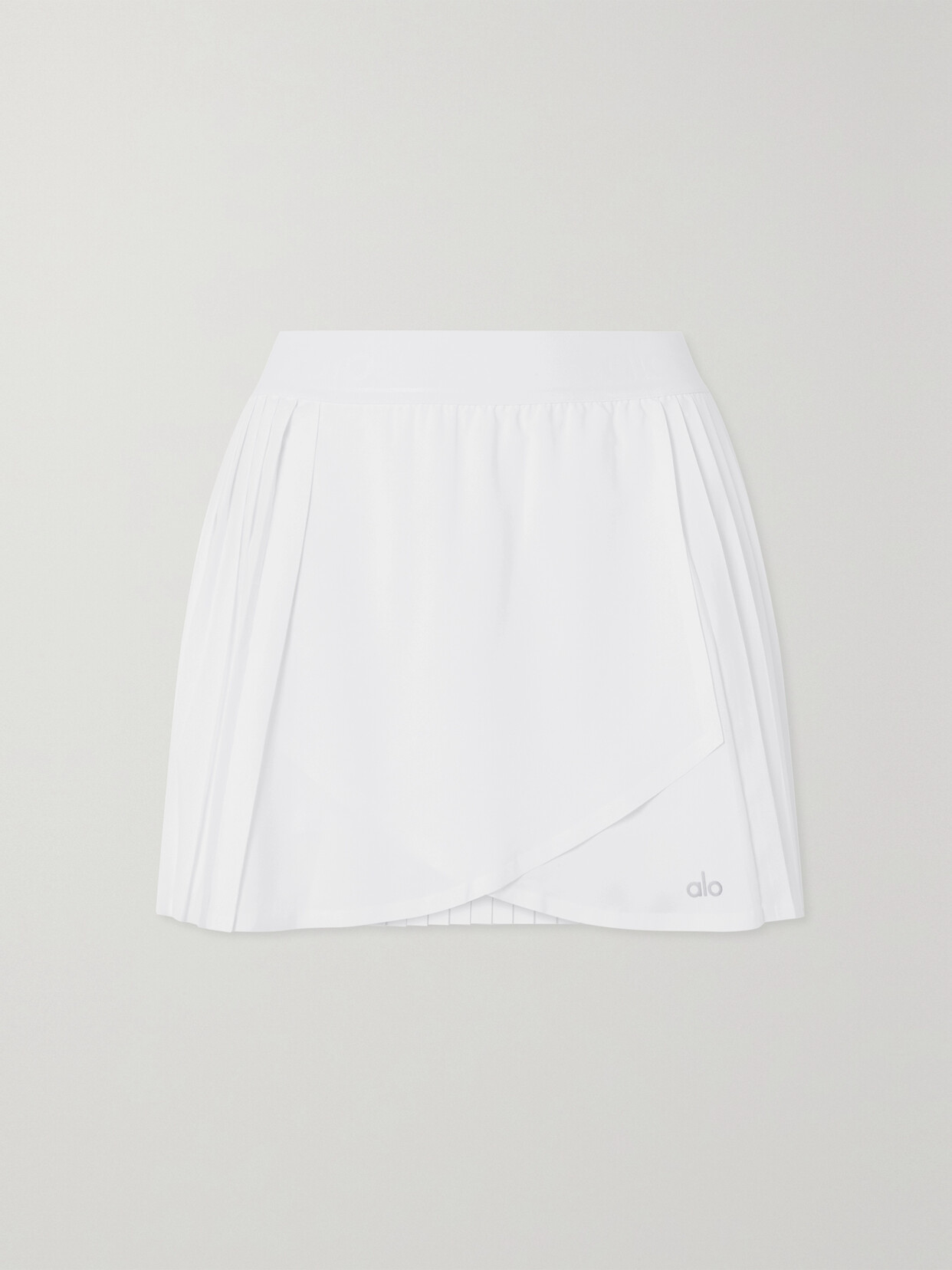 Alo Yoga Aces Wrap-effect Pleated Stretch Tennis Skirt In White