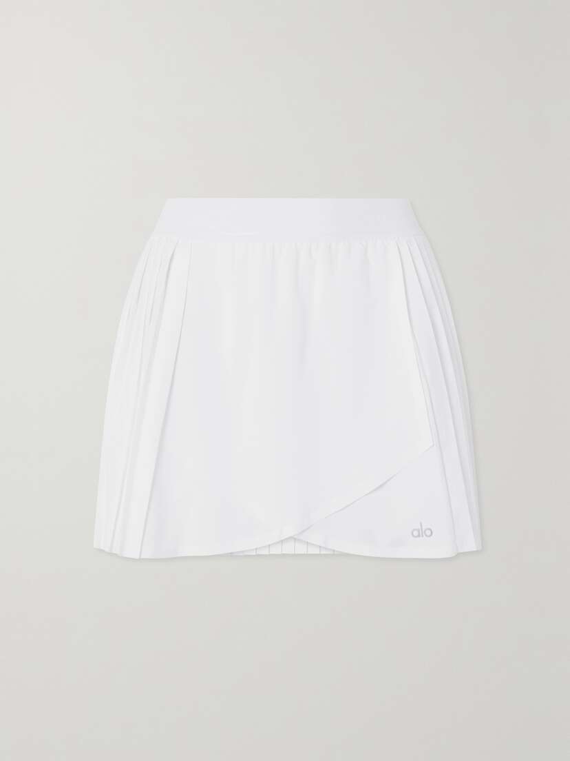 Alo Yoga Aces Wrap-effect Pleated Stretch Tennis Skirt