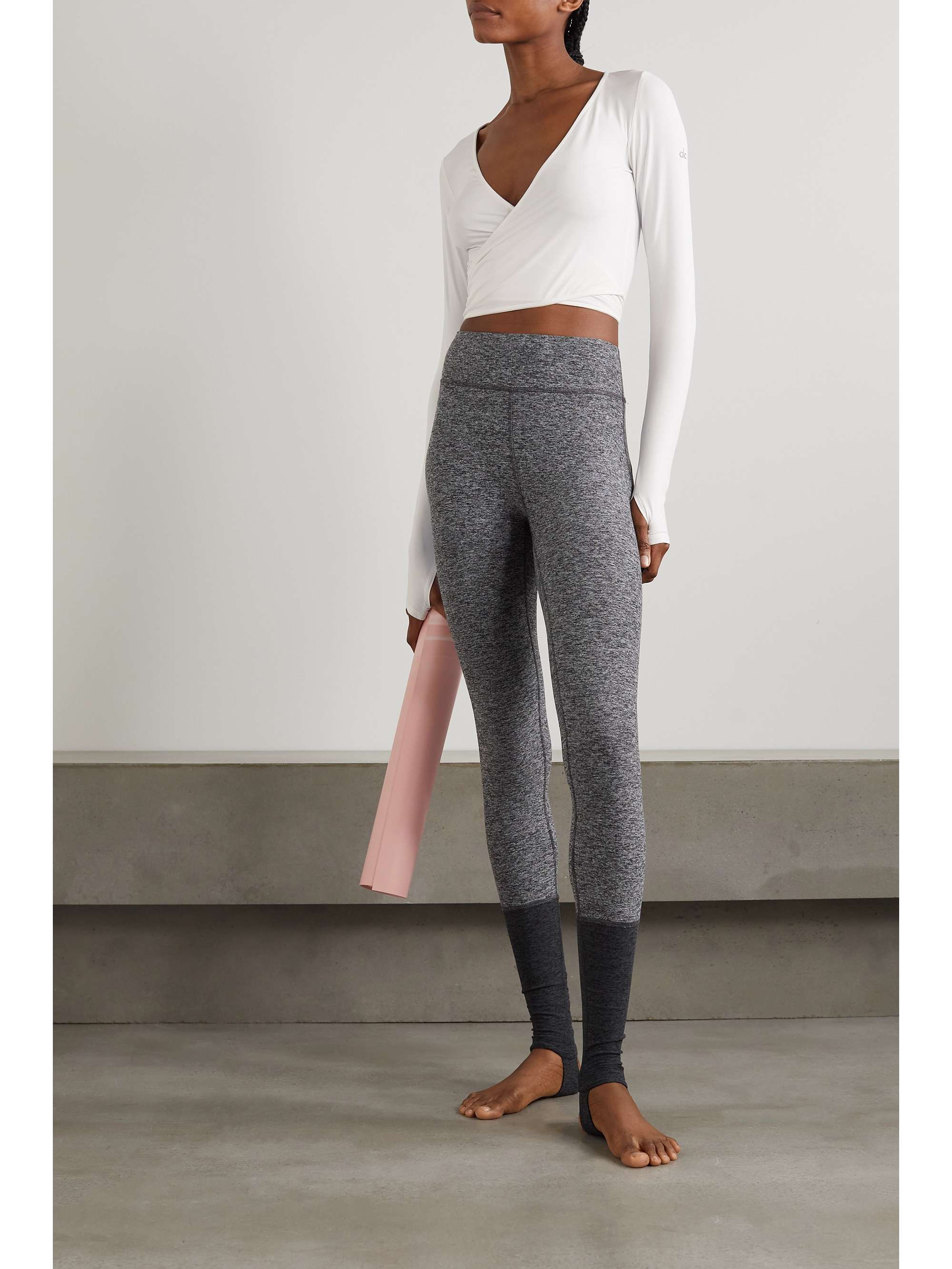 ALO YOGA Escalate cropped stretch-jersey wrap top | NET-A-PORTER