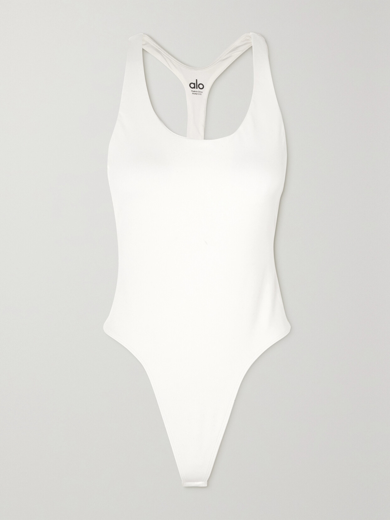 Alo Yoga Sleek Back Stretch Thong Bodysuit In Ivory