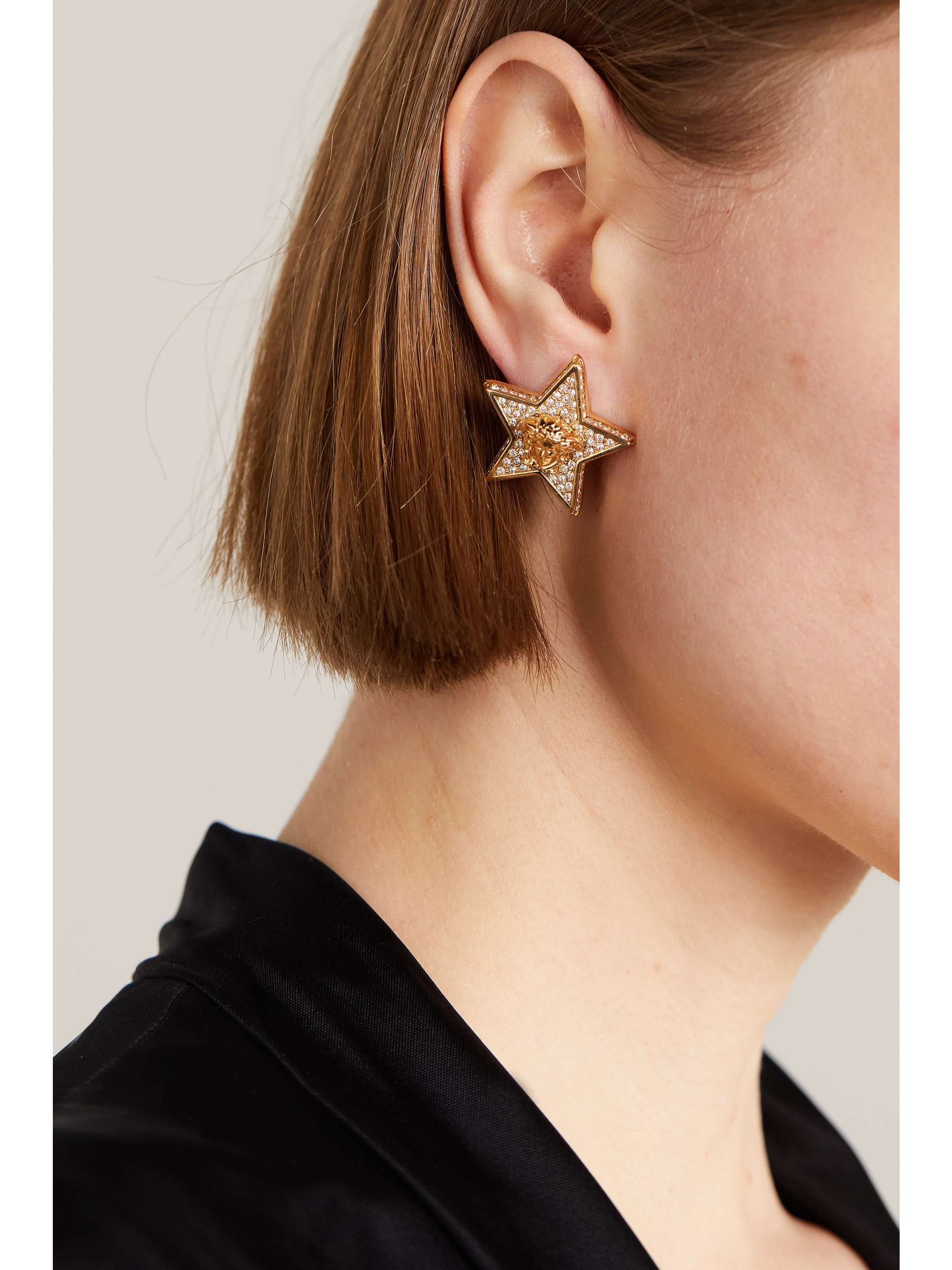 VERSACE Gold-tone crystal earrings