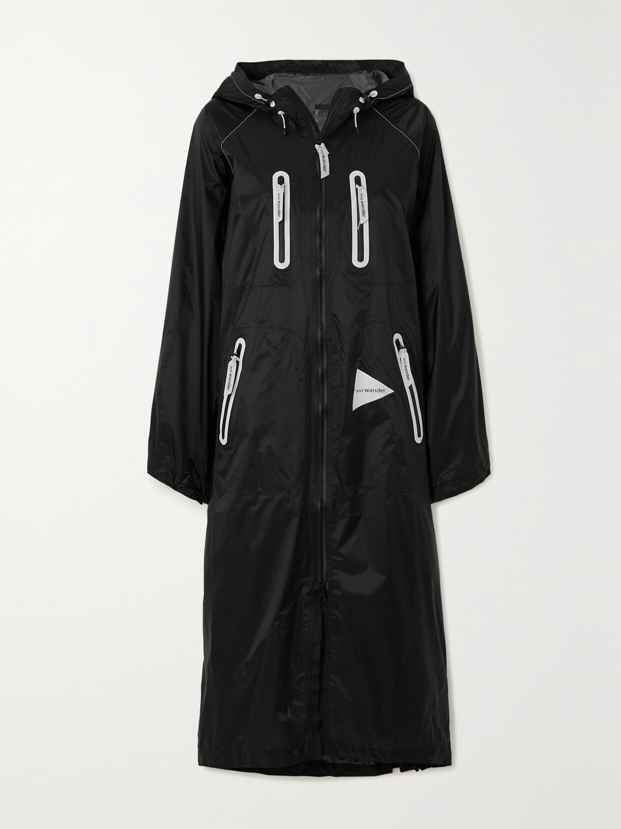 And Wander Fly Rain Hooded Pertex® Nylon Jacket In Black