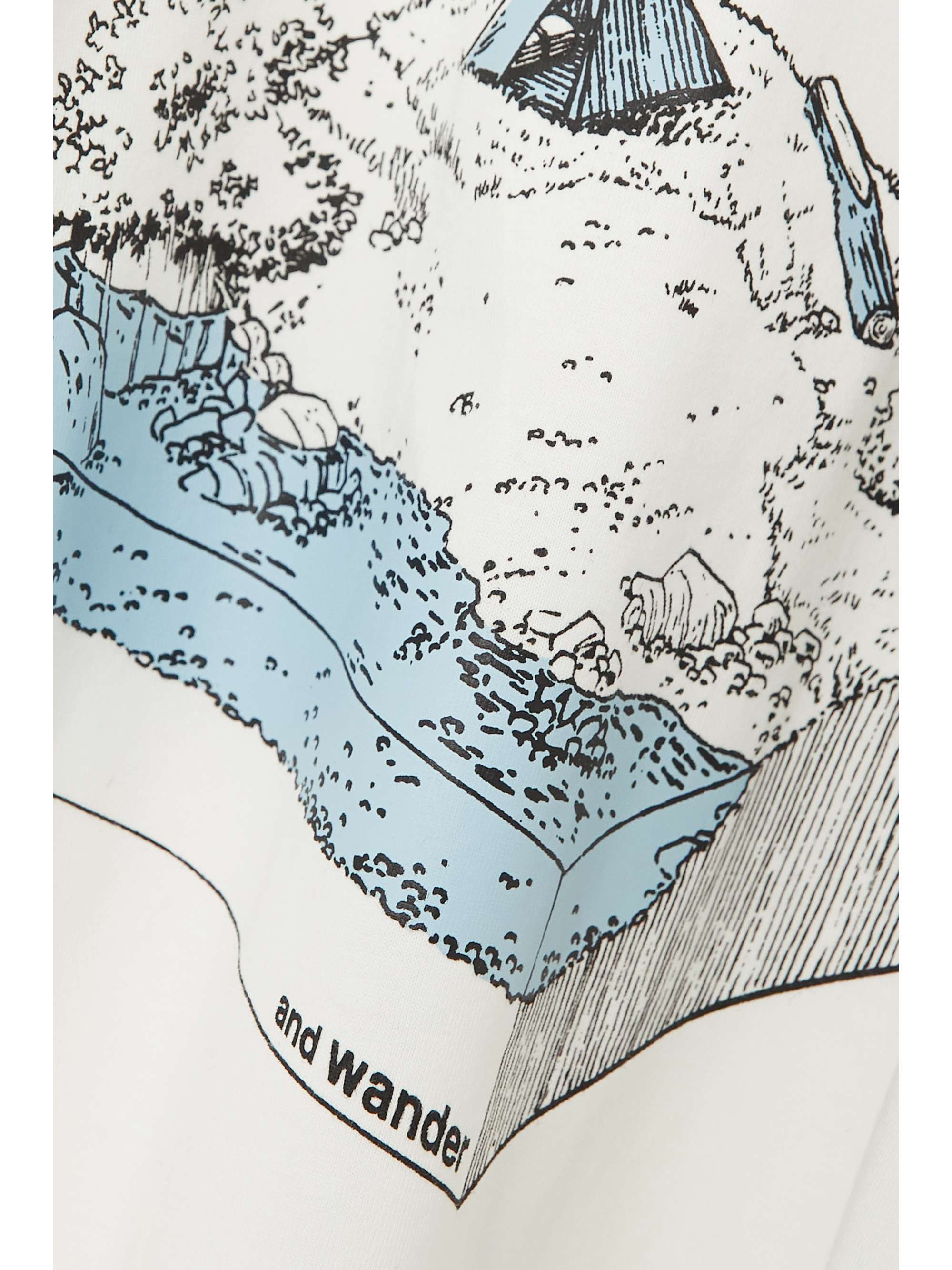 AND WANDER Printed cotton-blend jersey T-shirt