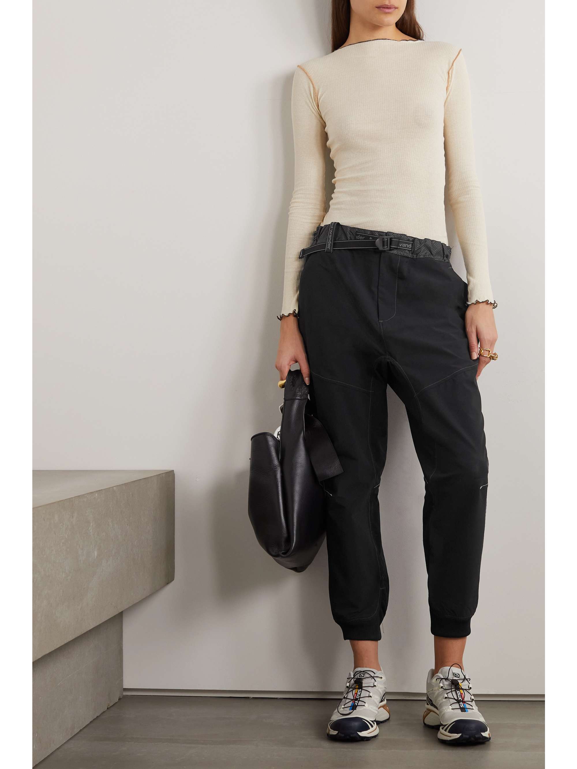 AND WANDER Saruel cropped belted tech-jersey pants | NET-A-PORTER