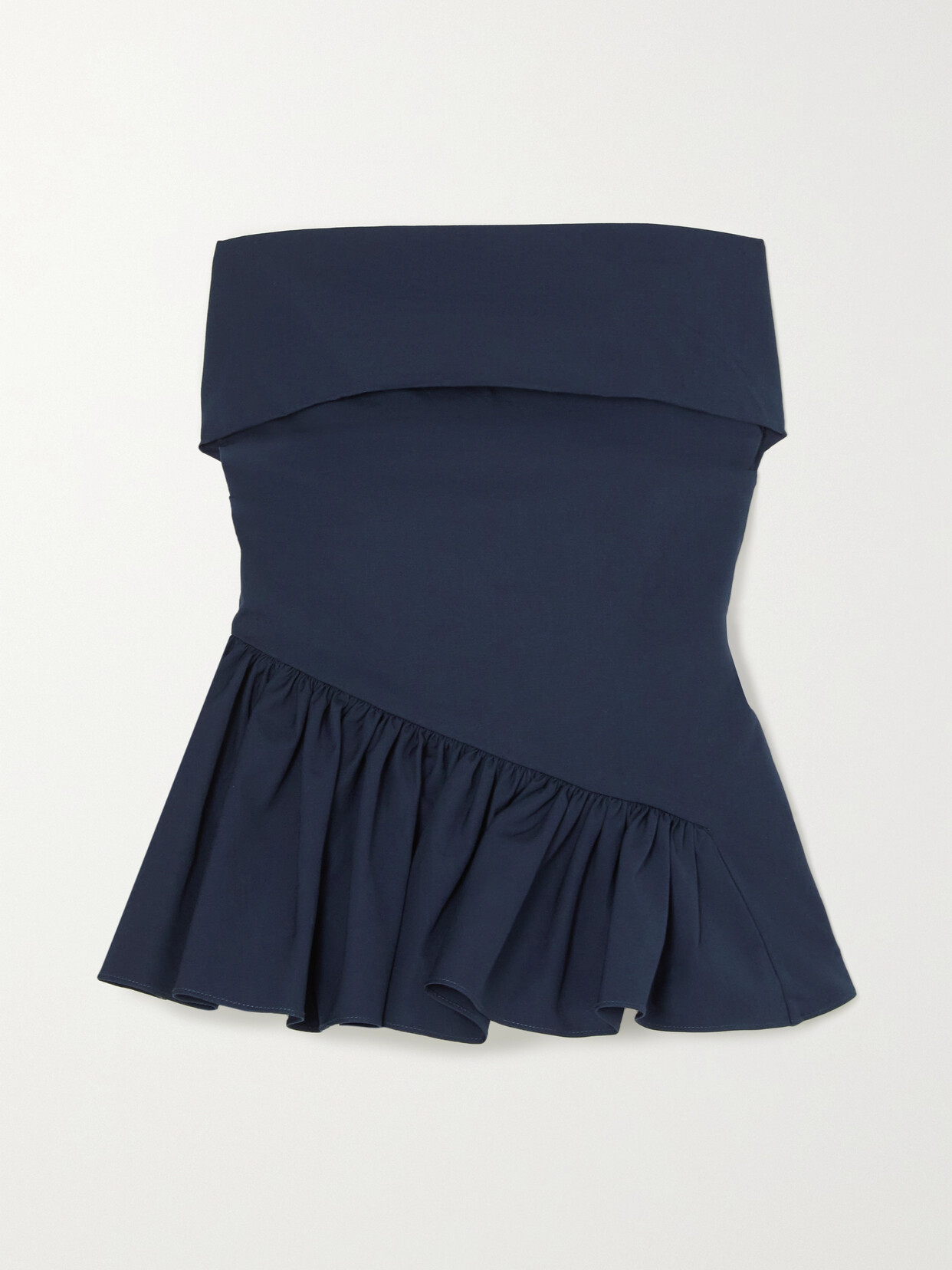 Molly Goddard Andres Strapless Ruffled Cotton-canvas Top In Blue