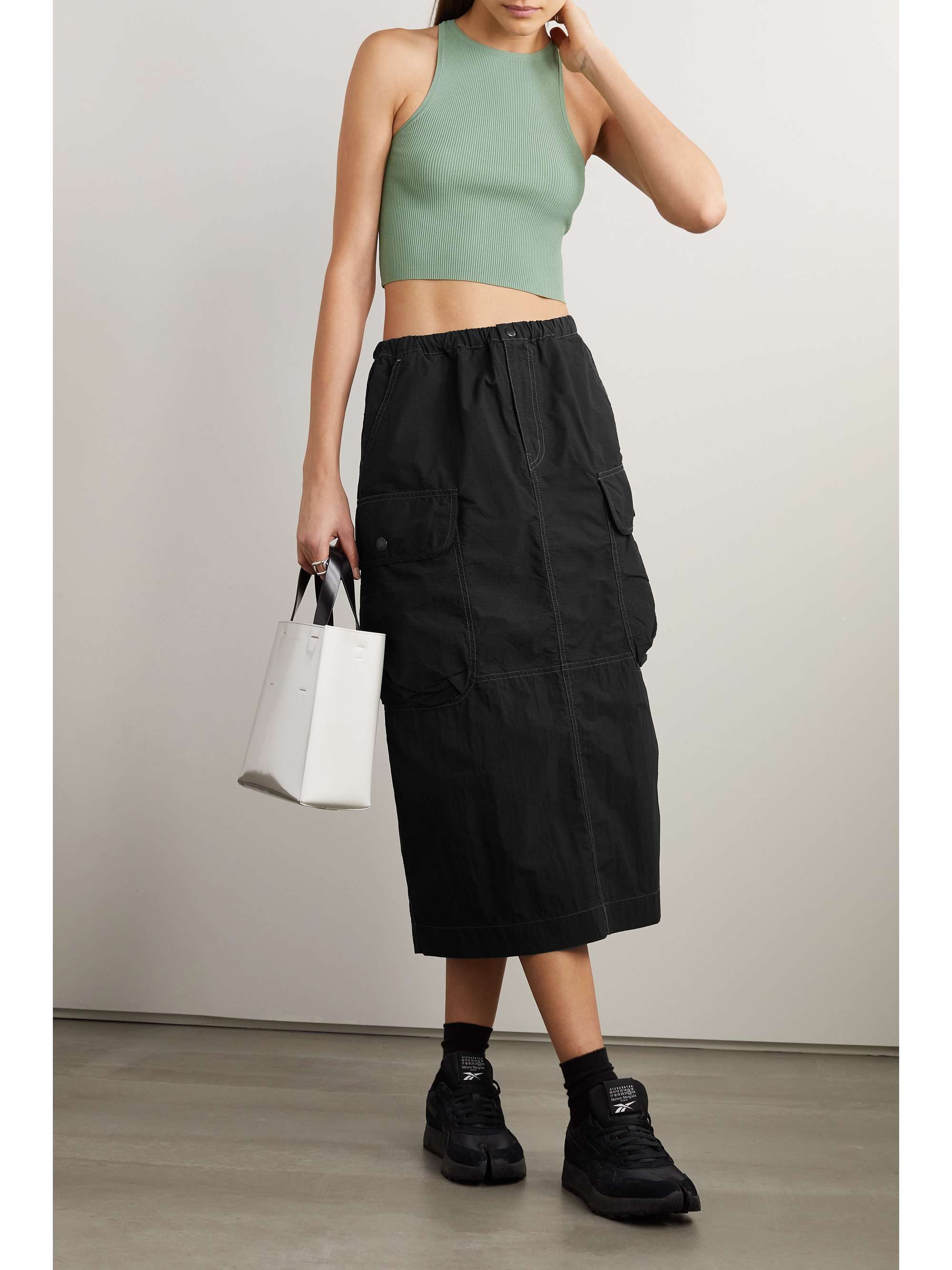 AND WANDER Cotton-blend ripstop midi skirt