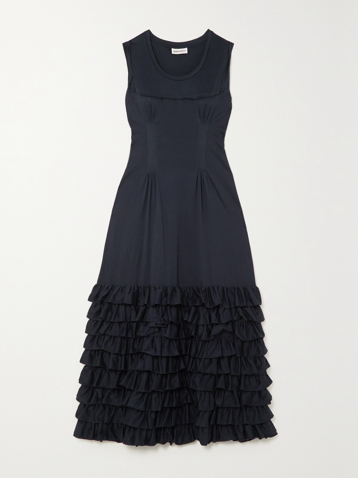 Molly Goddard - Pamina Ruffled Jersey-trimmed Cotton Maxi Dress - Blue