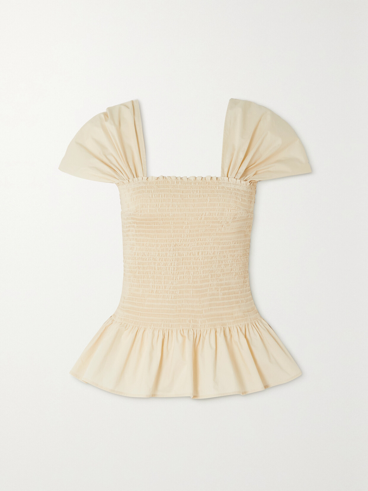 Molly Goddard Monroe Shirred Cotton Top - Cream