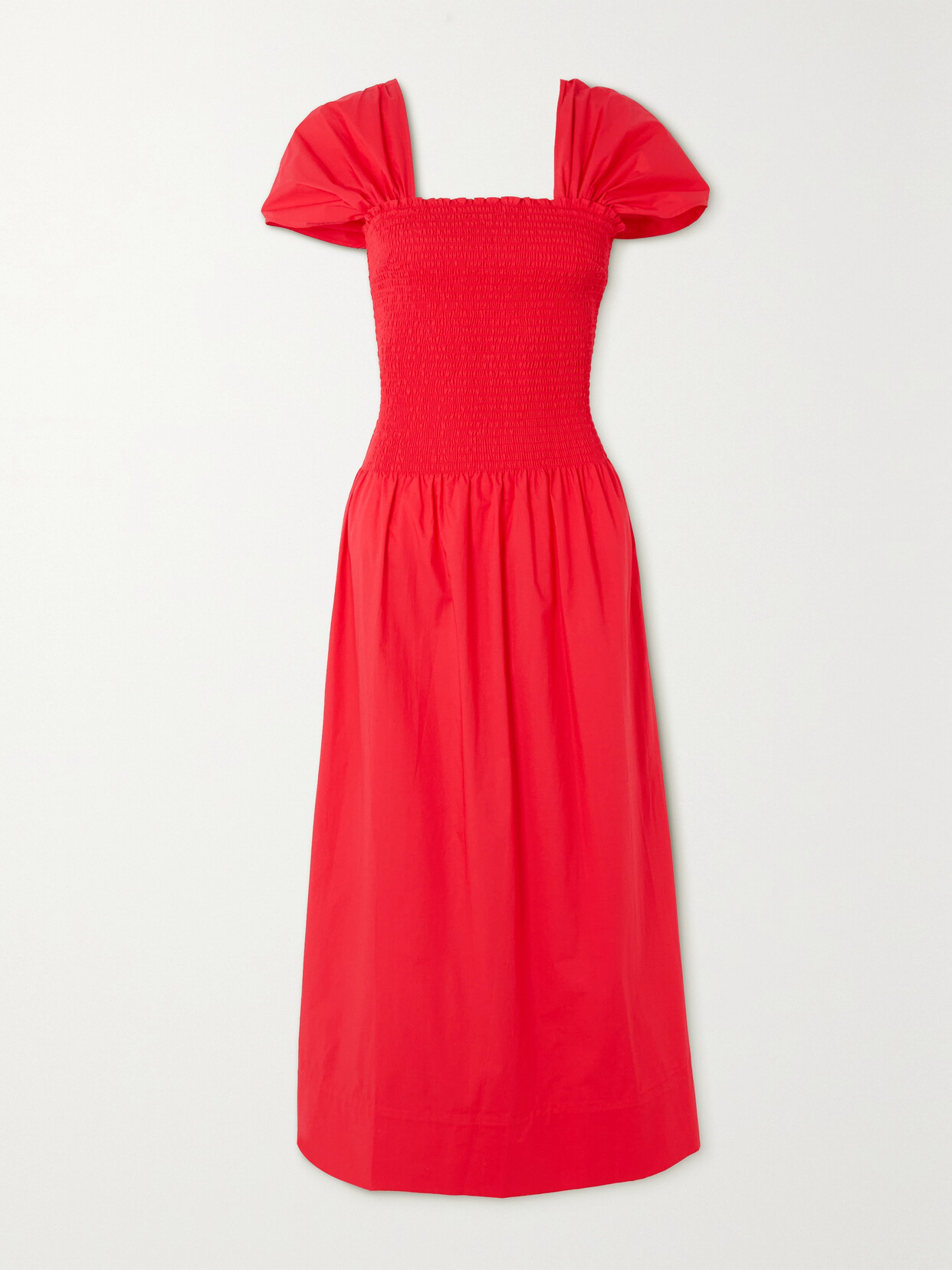 Molly Goddard Vivienne Ruched Shirred Cotton Midi Dress - UK 12