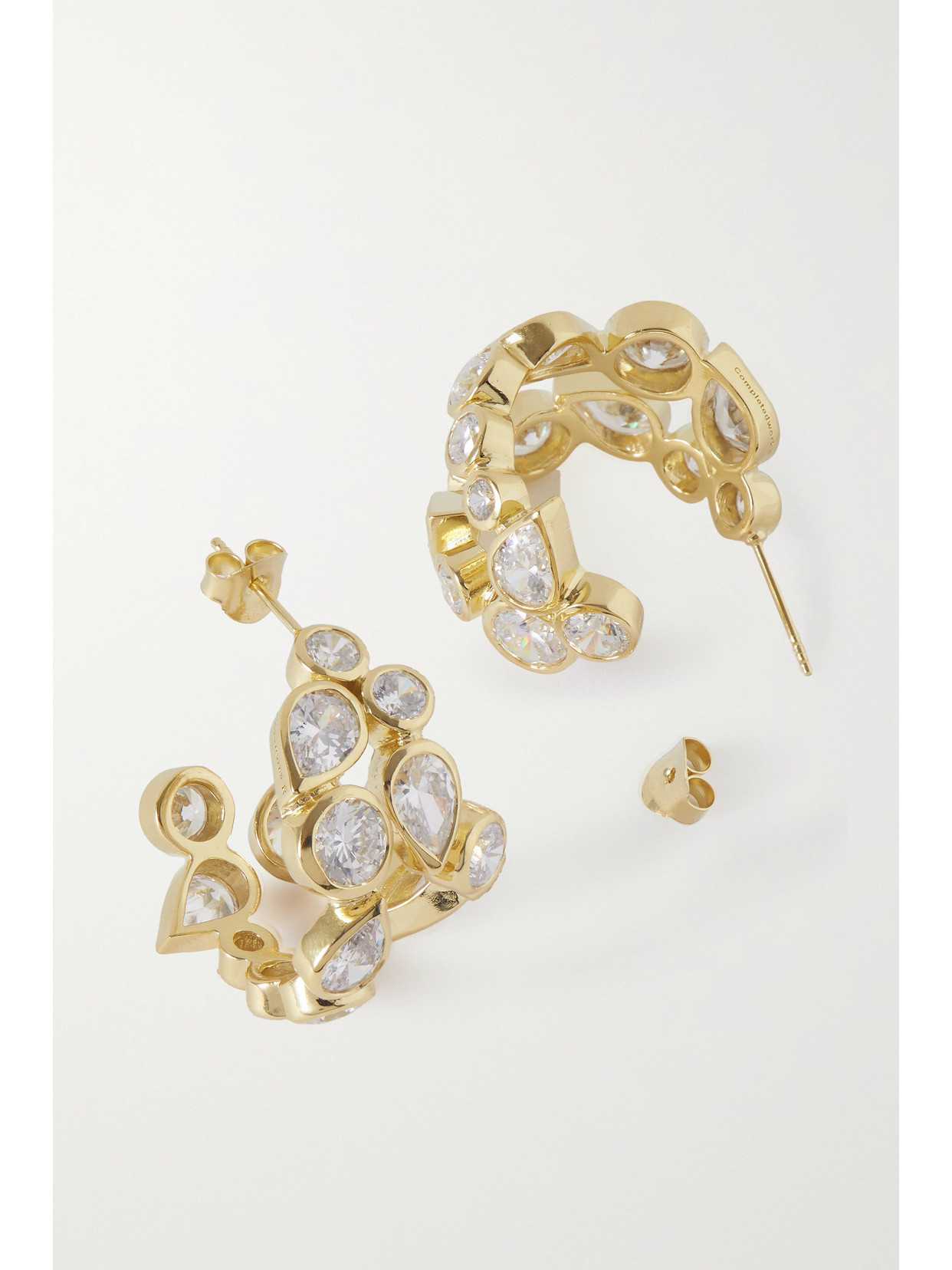 COMPLETEDWORKS + NET SUSTAIN RECYCLED GOLD VERMEIL CUBIC ZIRCONIA HOOP EARRINGS