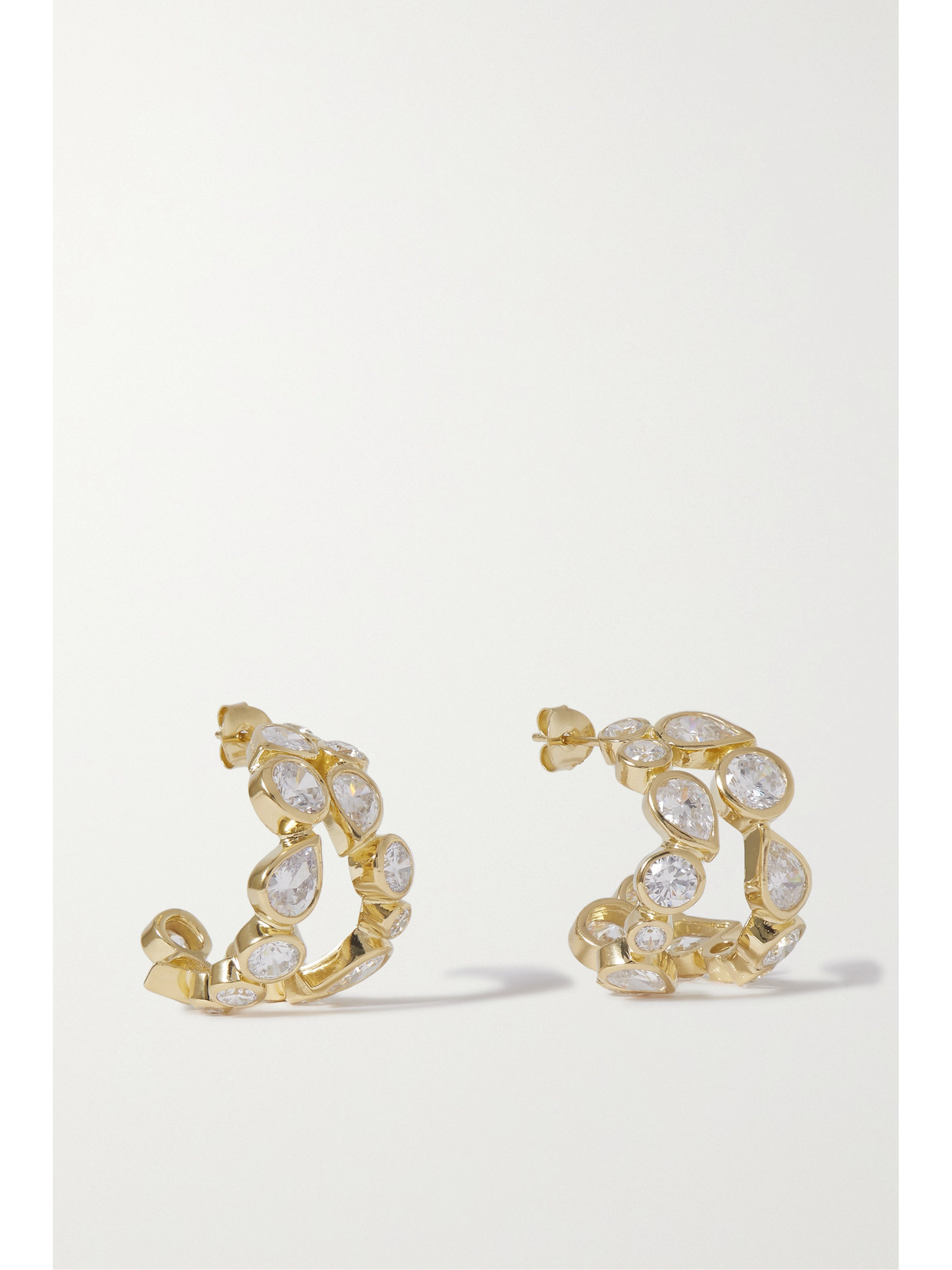 Completedworks Recycled Gold-plated Cubic Zirconia Hoop Earrings