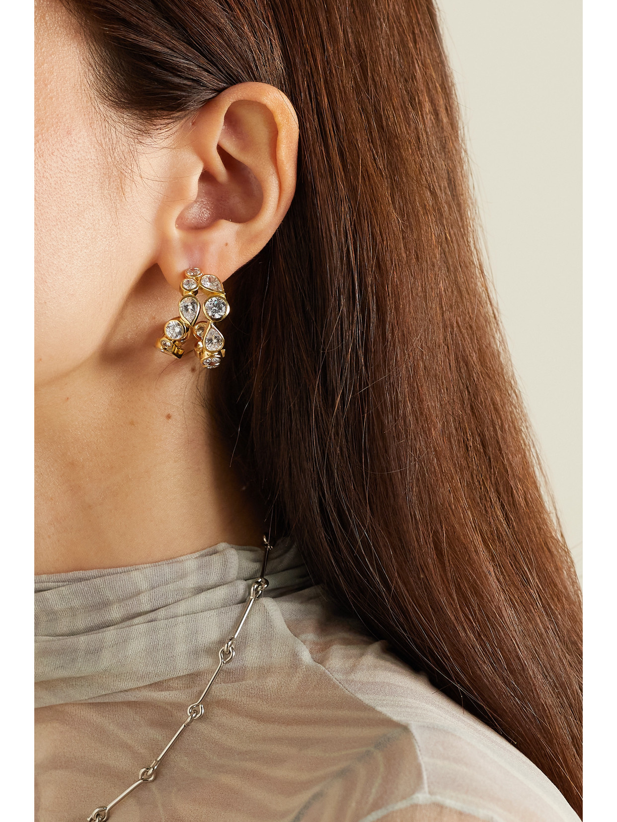 COMPLETEDWORKS + NET SUSTAIN RECYCLED GOLD VERMEIL CUBIC ZIRCONIA HOOP EARRINGS