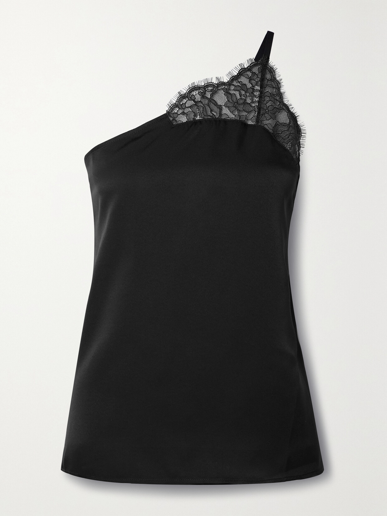 JW Anderson - One-shoulder Lace-trimmed Satin Camisole - Black