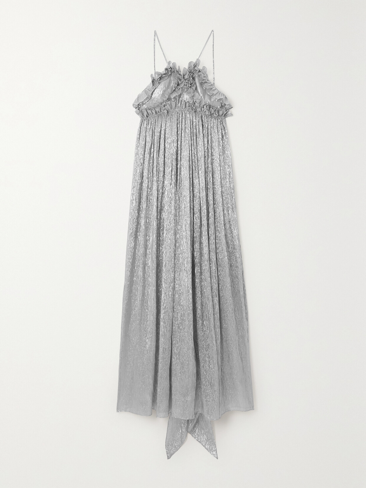 Petar Petrov - Allas Ruffled Silk-blend Lamé Maxi Dress - Silver