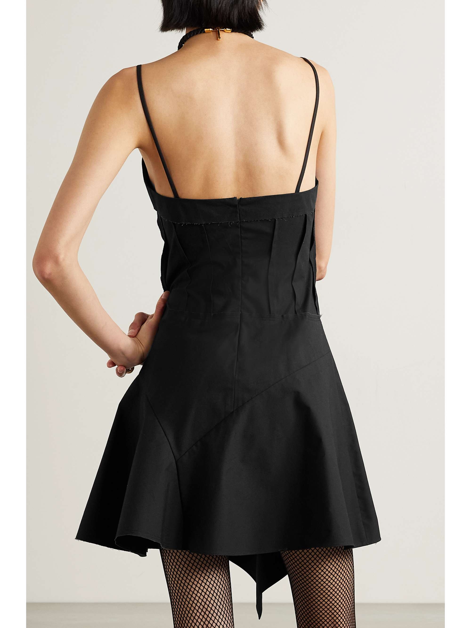 COMMISSION Ruffled paneled cotton-poplin mini dress
